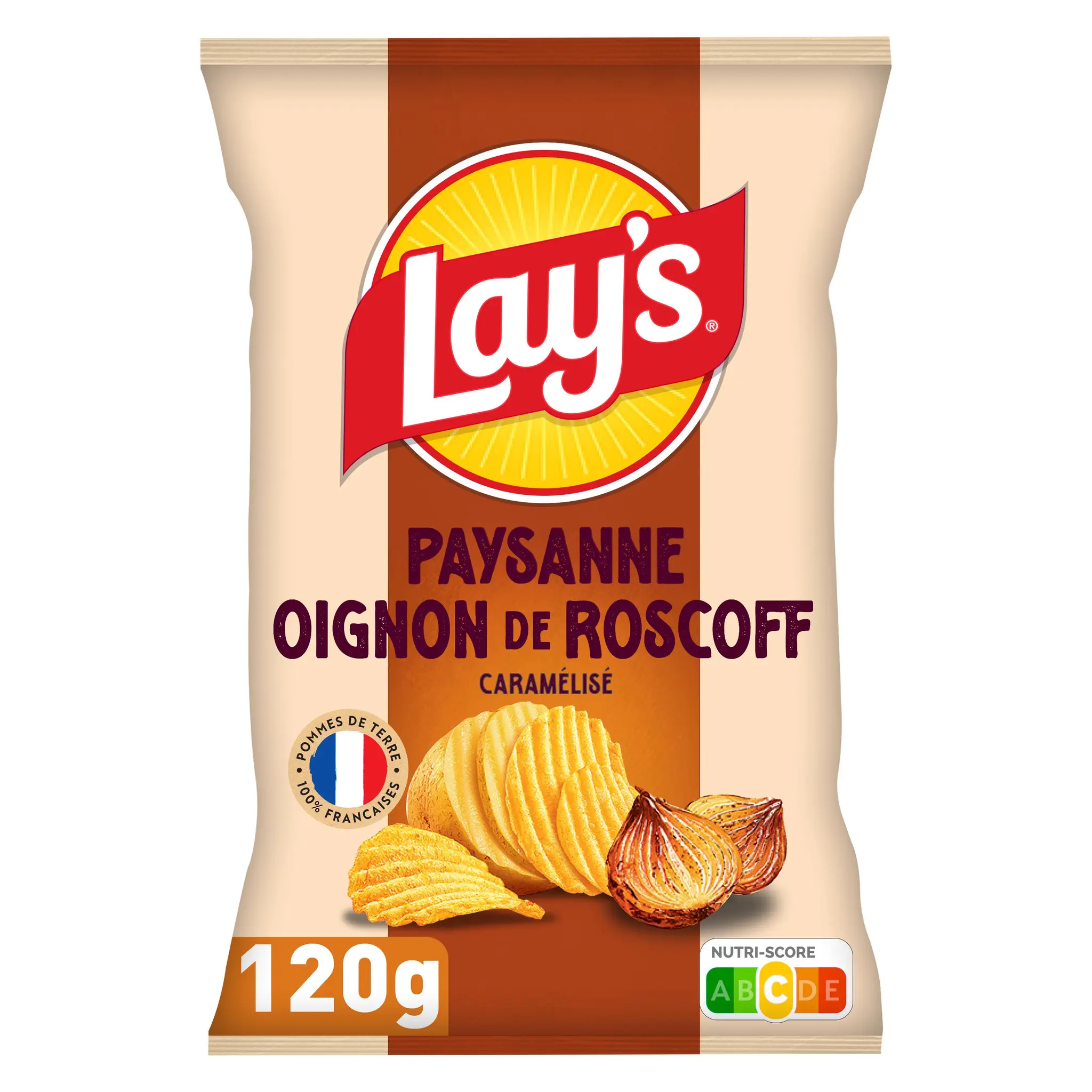 LAY'S Chips ondulées paysanne saveur oignons de Roscoff caramélisés