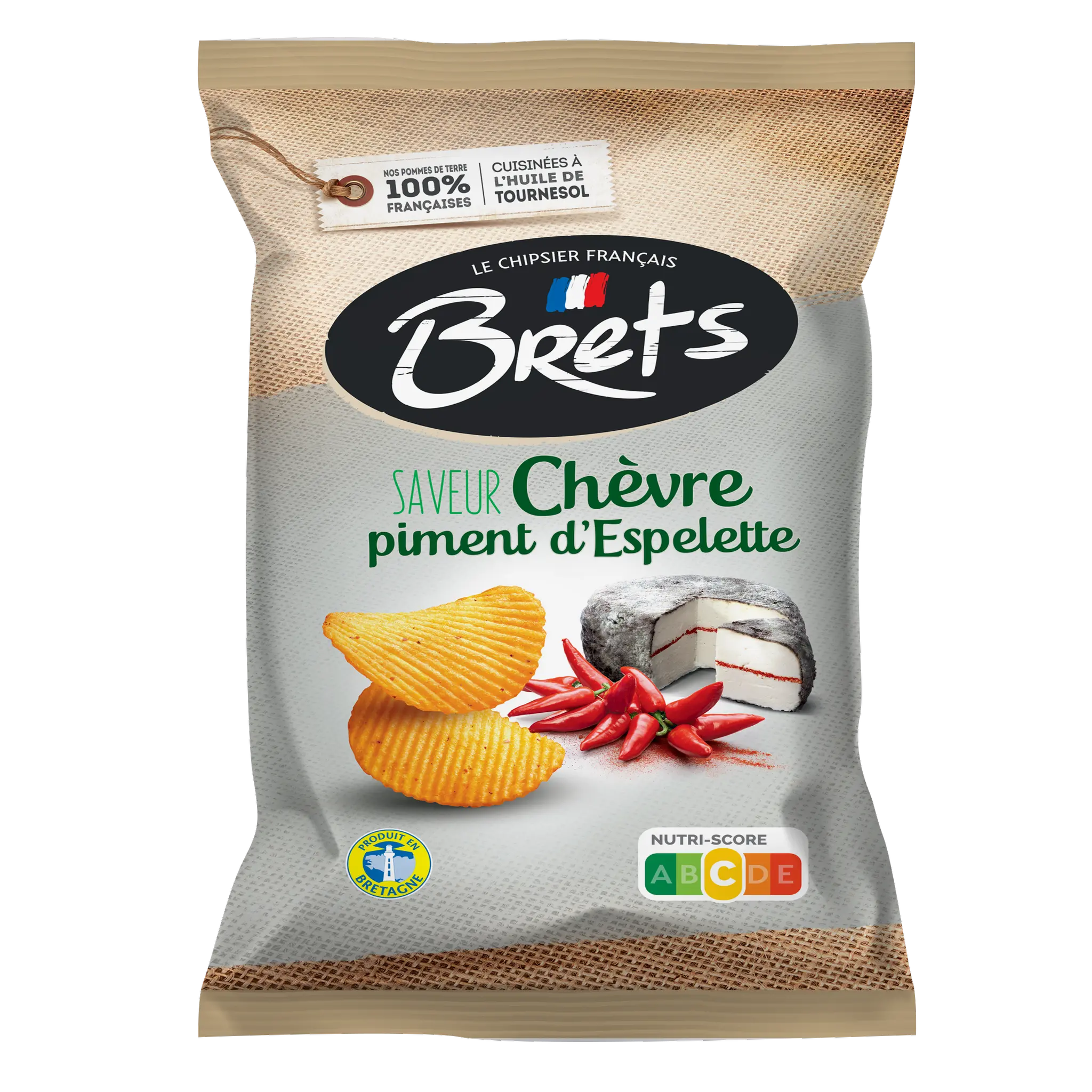 BRETS Chips ondulées saveur chèvre et piment d'Espelette