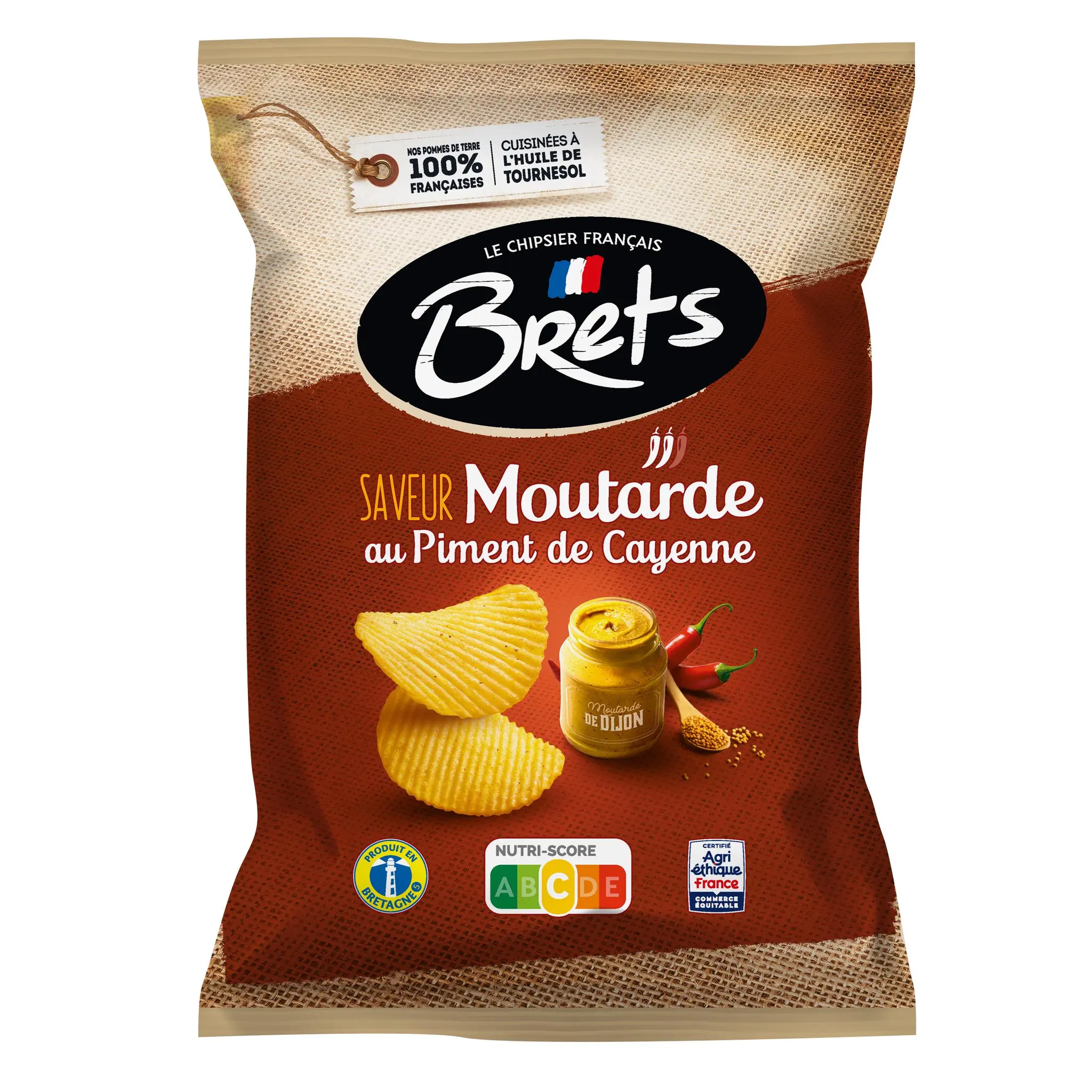BRETS Chips de pommes de terre saveur moutarde au piment de Cayenne