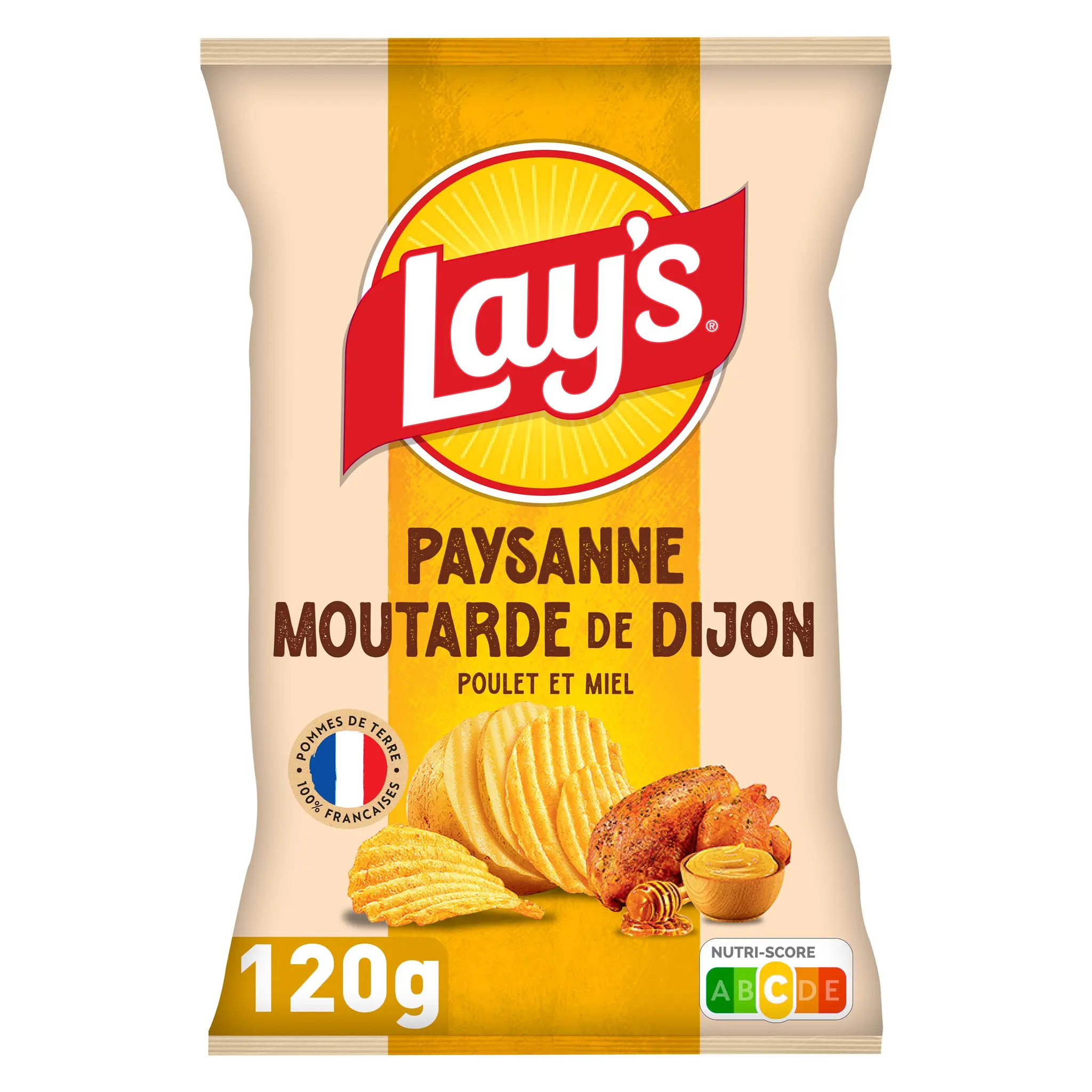 LAY'S Chips ondulées paysanne saveur poulet moutarde de Dijon et miel