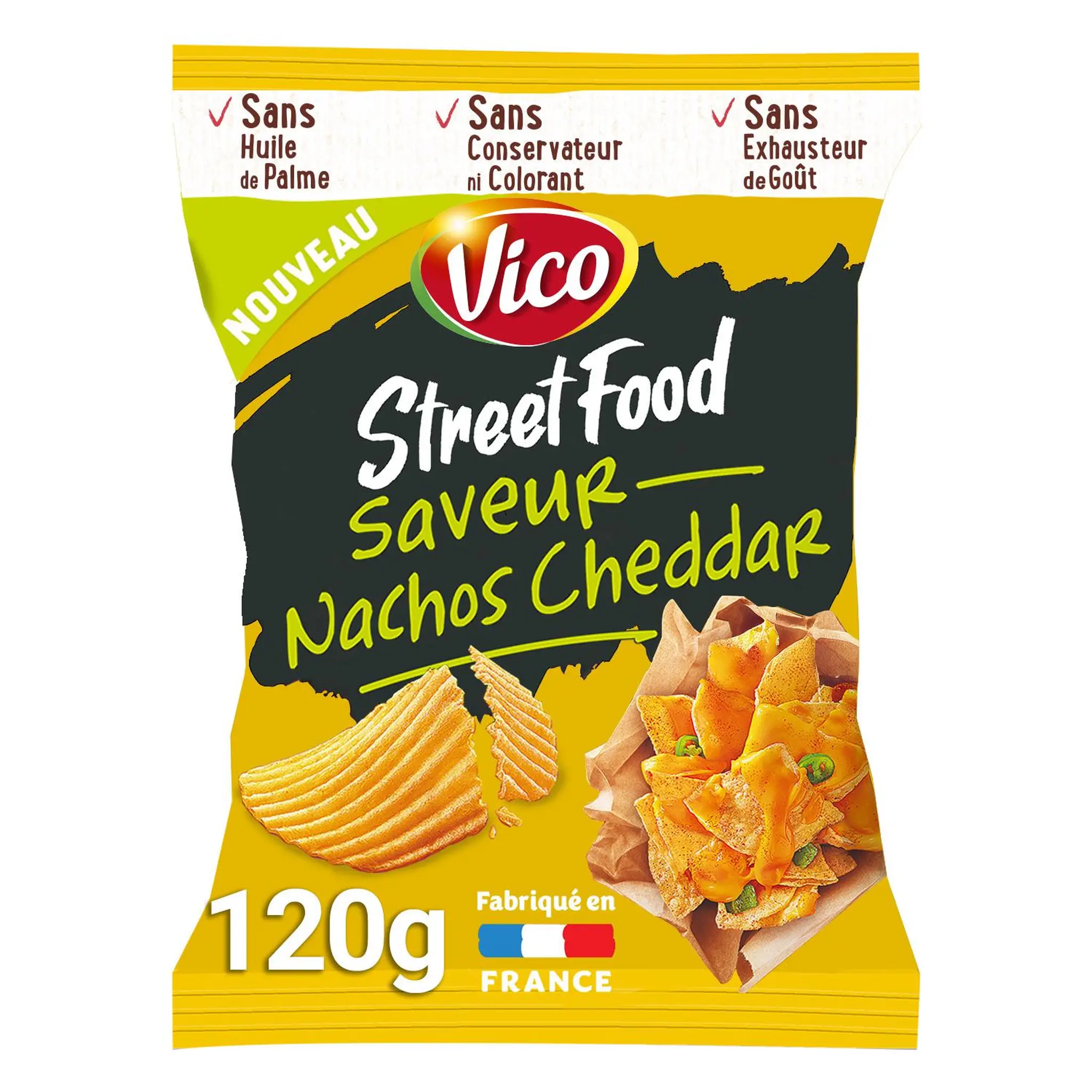 VICO Street Food Chips ondulées saveur nachos cheddar