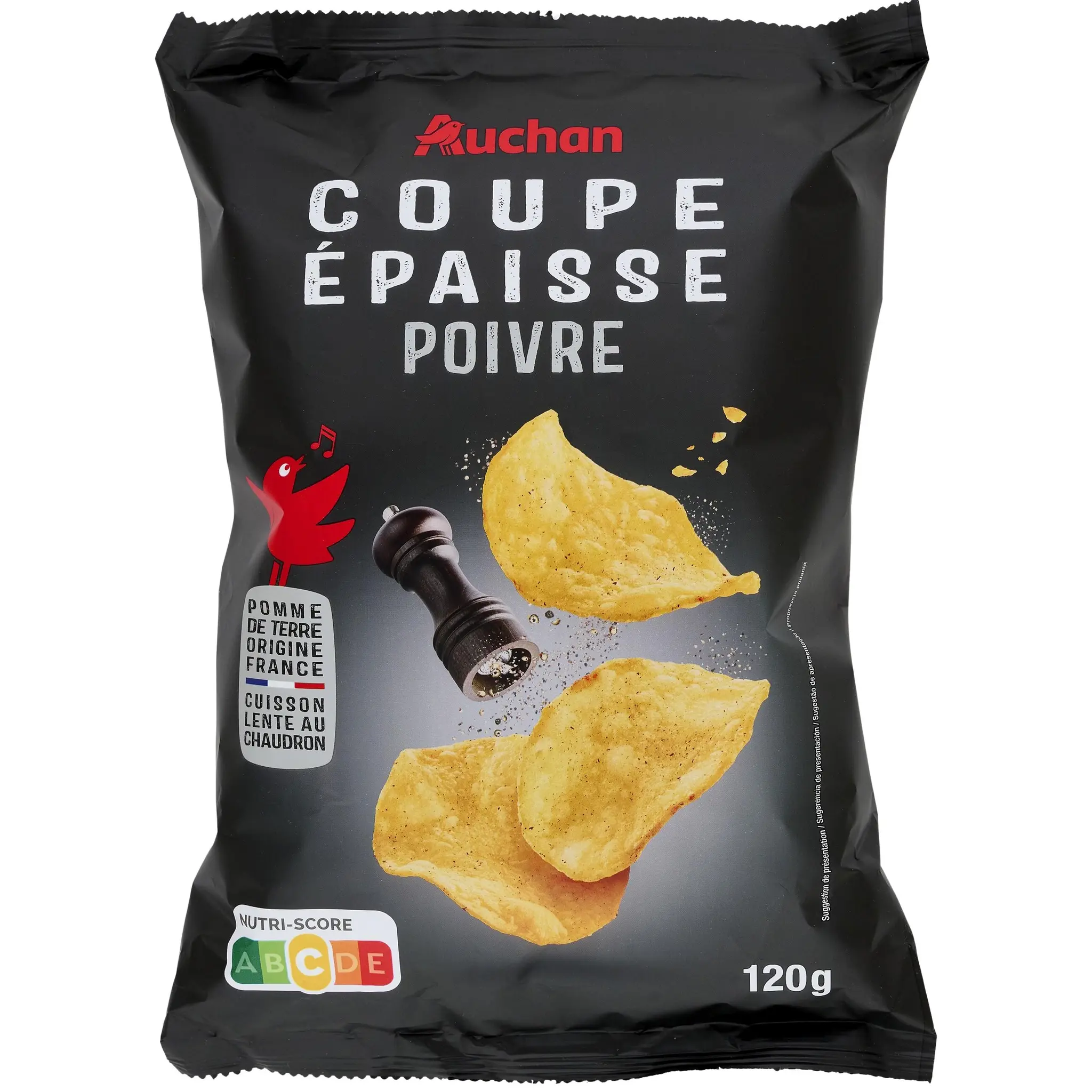 AUCHAN Chips au poivre coupe épaisse