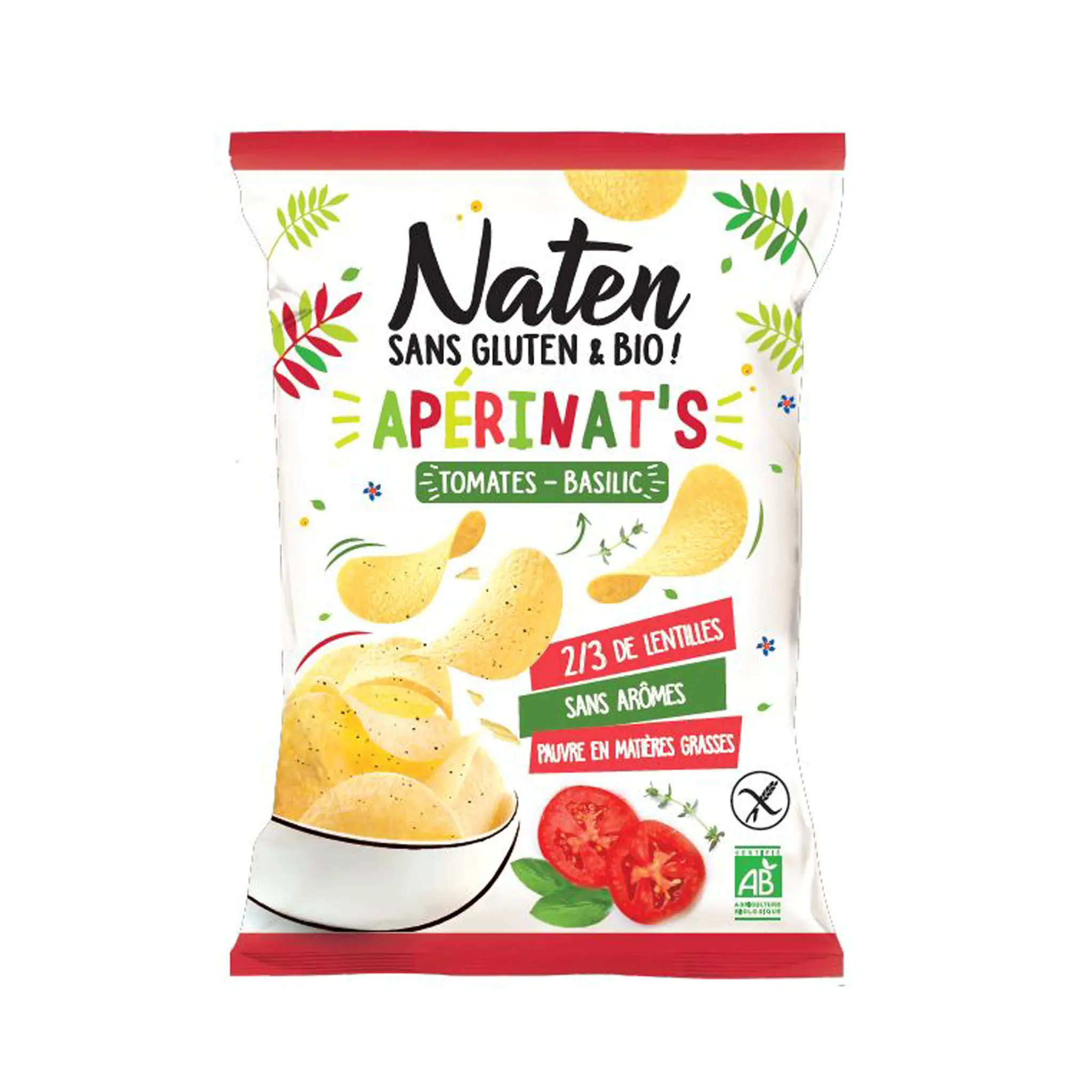 NATEN Apérinat's Chips tomates basilic sans gluten & bio