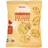 AUCHAN Pop'apero biscuits soufflées saveur paprika aux lentilles pois cassés et quinoa