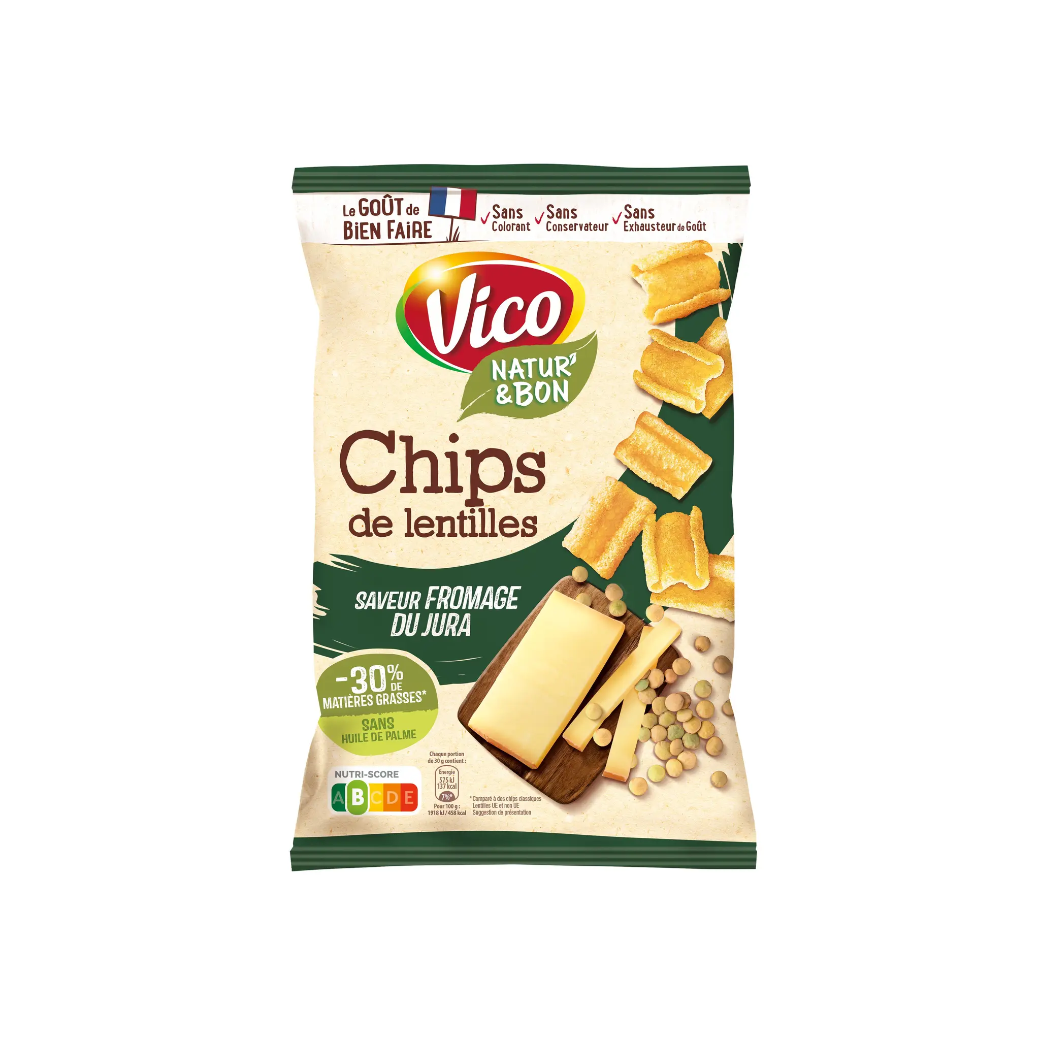 VICO Chips de lentilles goût fromage du Jura Natur'&Bon
