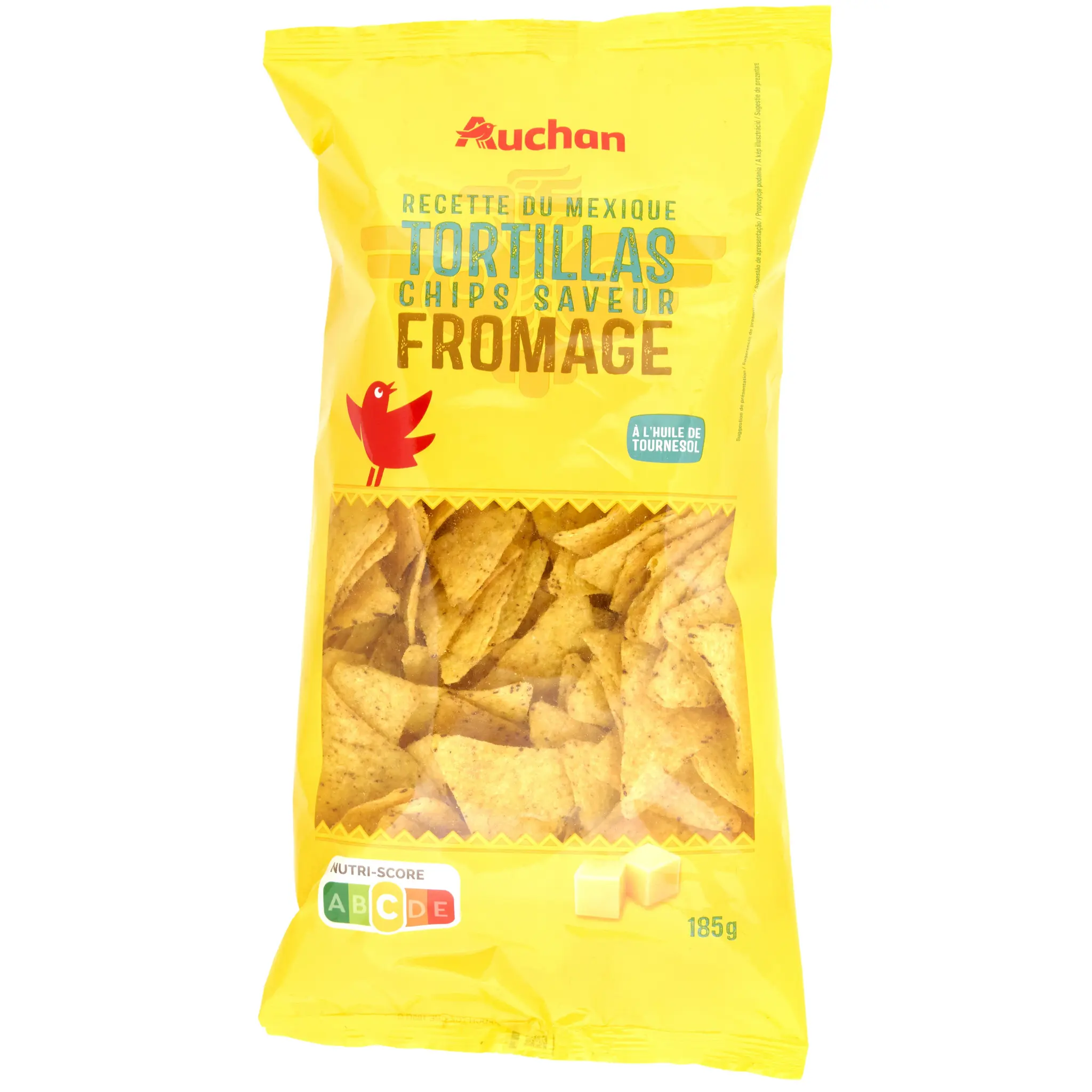 AUCHAN Tortillas chips au fromage à l'huile de tournesol