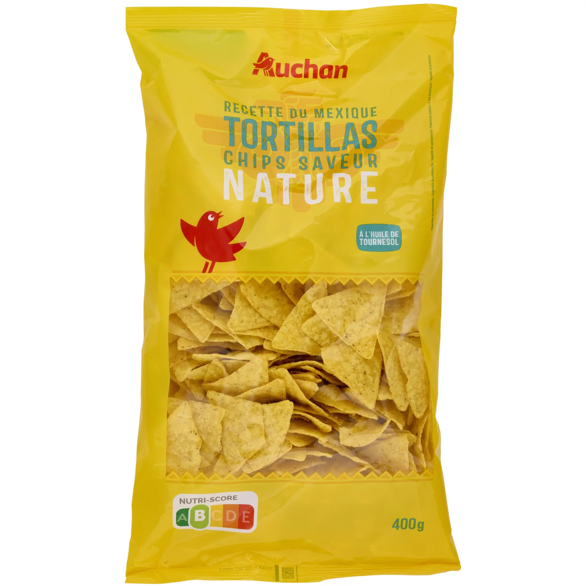 AUCHAN Chips tortillas nature à l'huile de tournesol