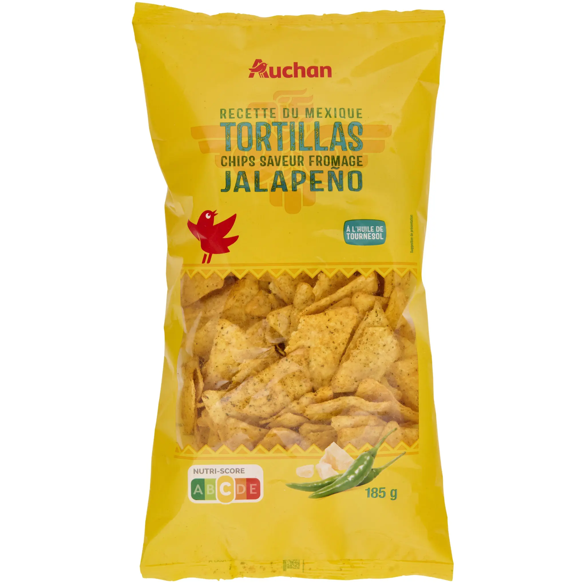 AUCHAN Tortilla chips au fromage et jalapeno