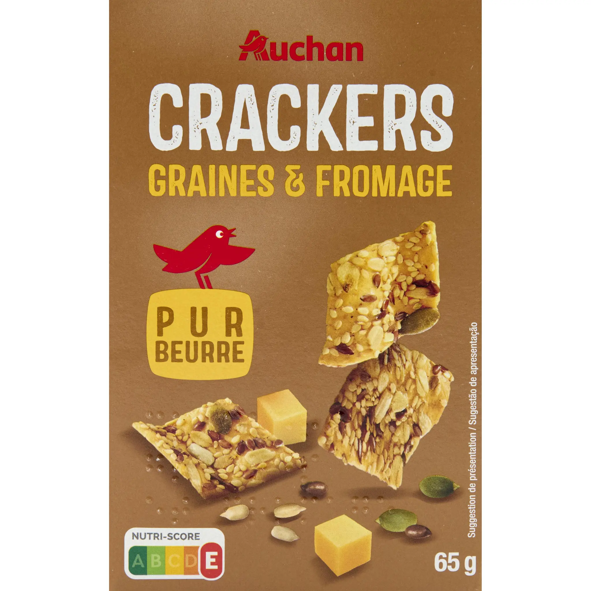 AUCHAN Crackers aux graines et fromage