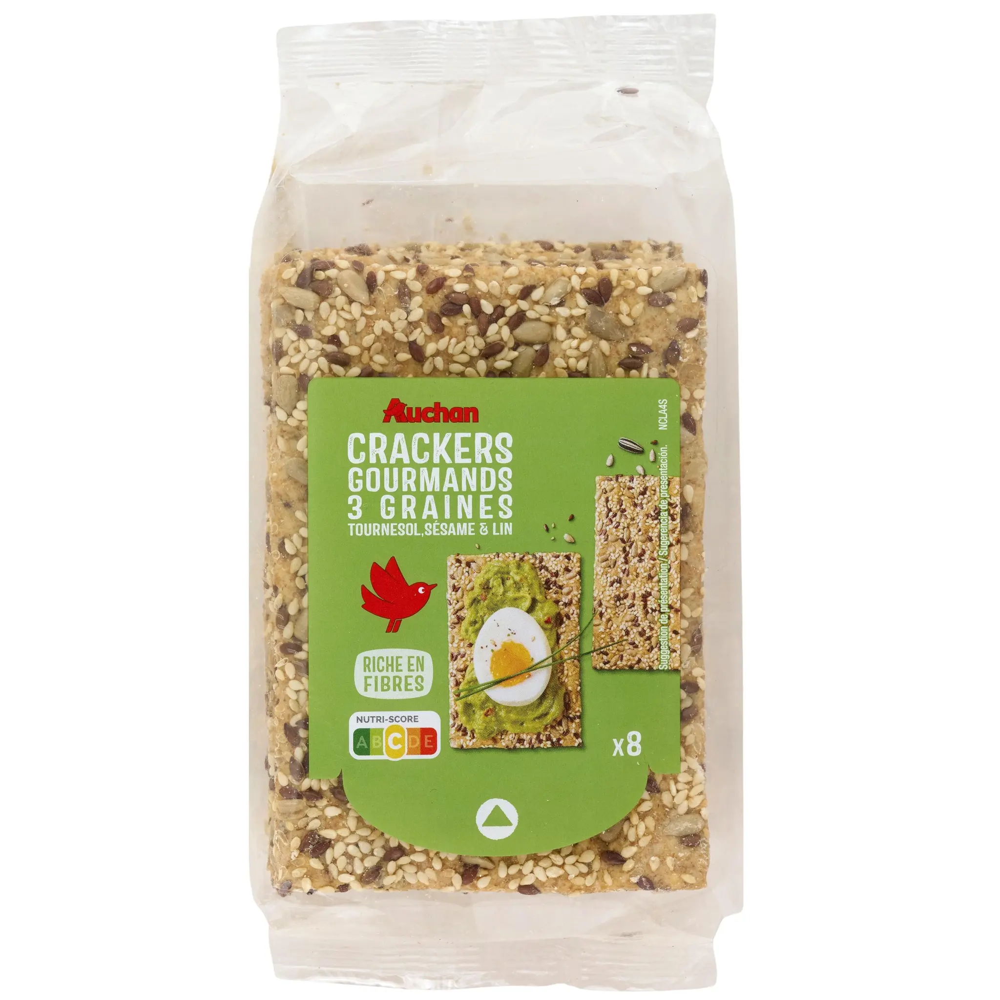 AUCHAN Crackers gourmands 3 graines tournesol sésame et lin