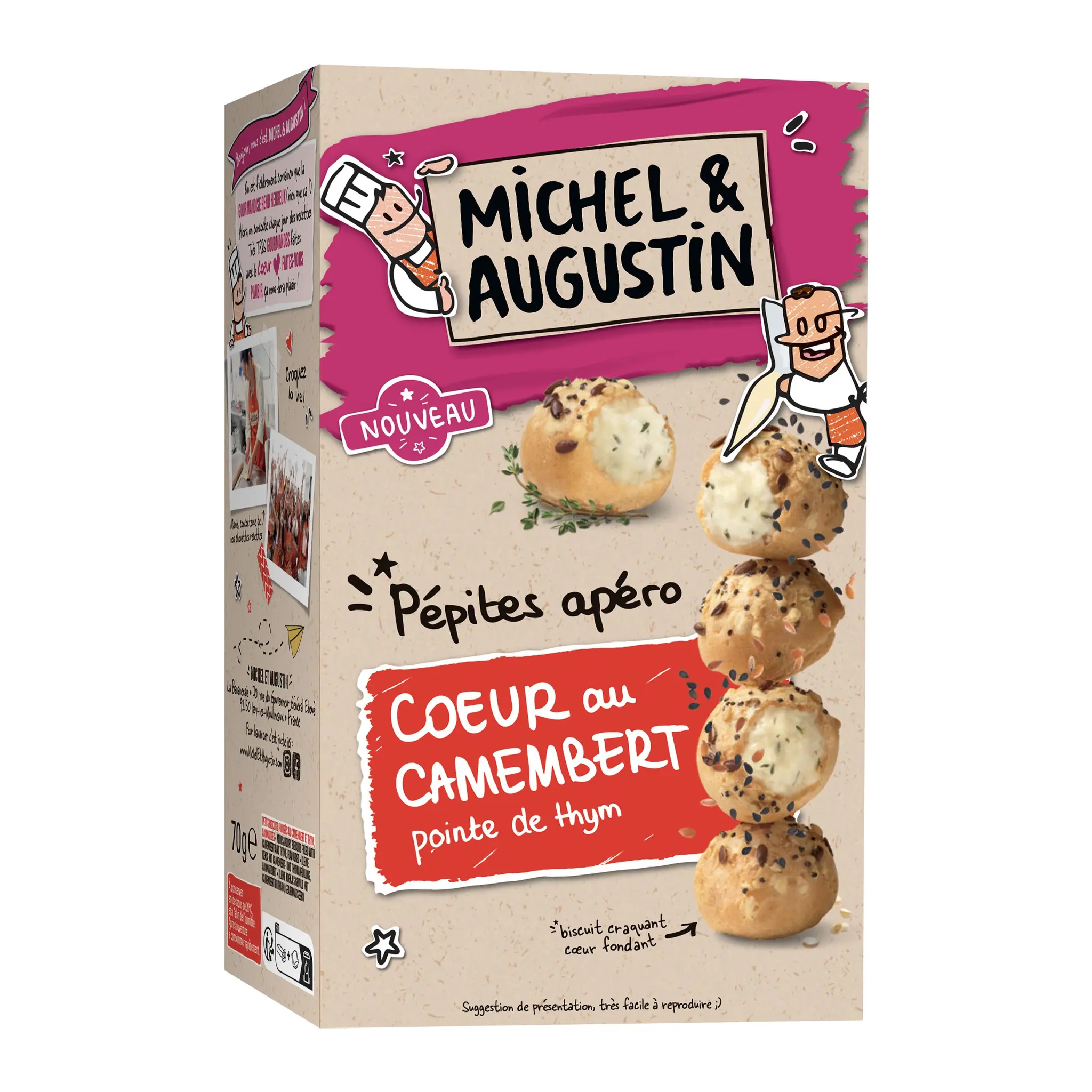 MICHEL ET AUGUSTIN Petits sablés fourrés au camembert et thym au sel de Guérande