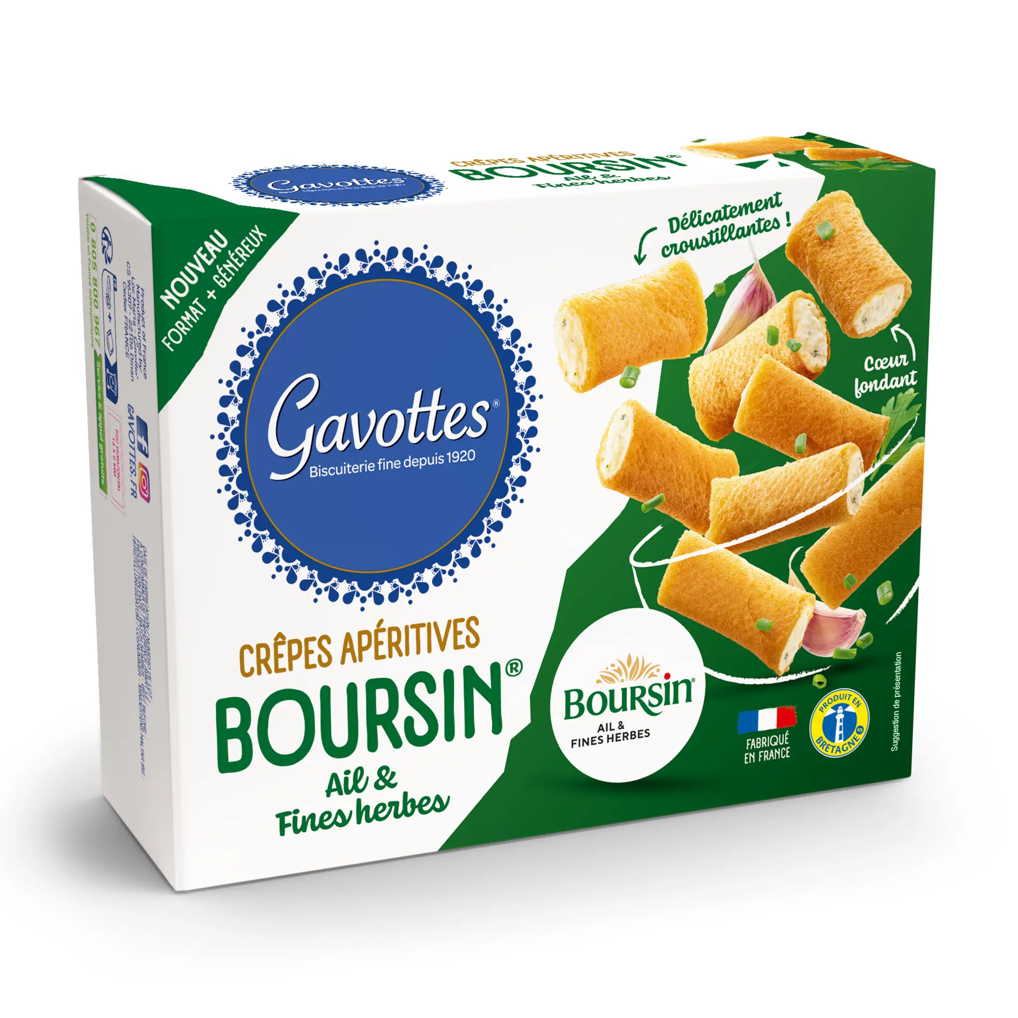 GAVOTTES Crêpes apéritives fourrées Boursin ail et fines herbes
