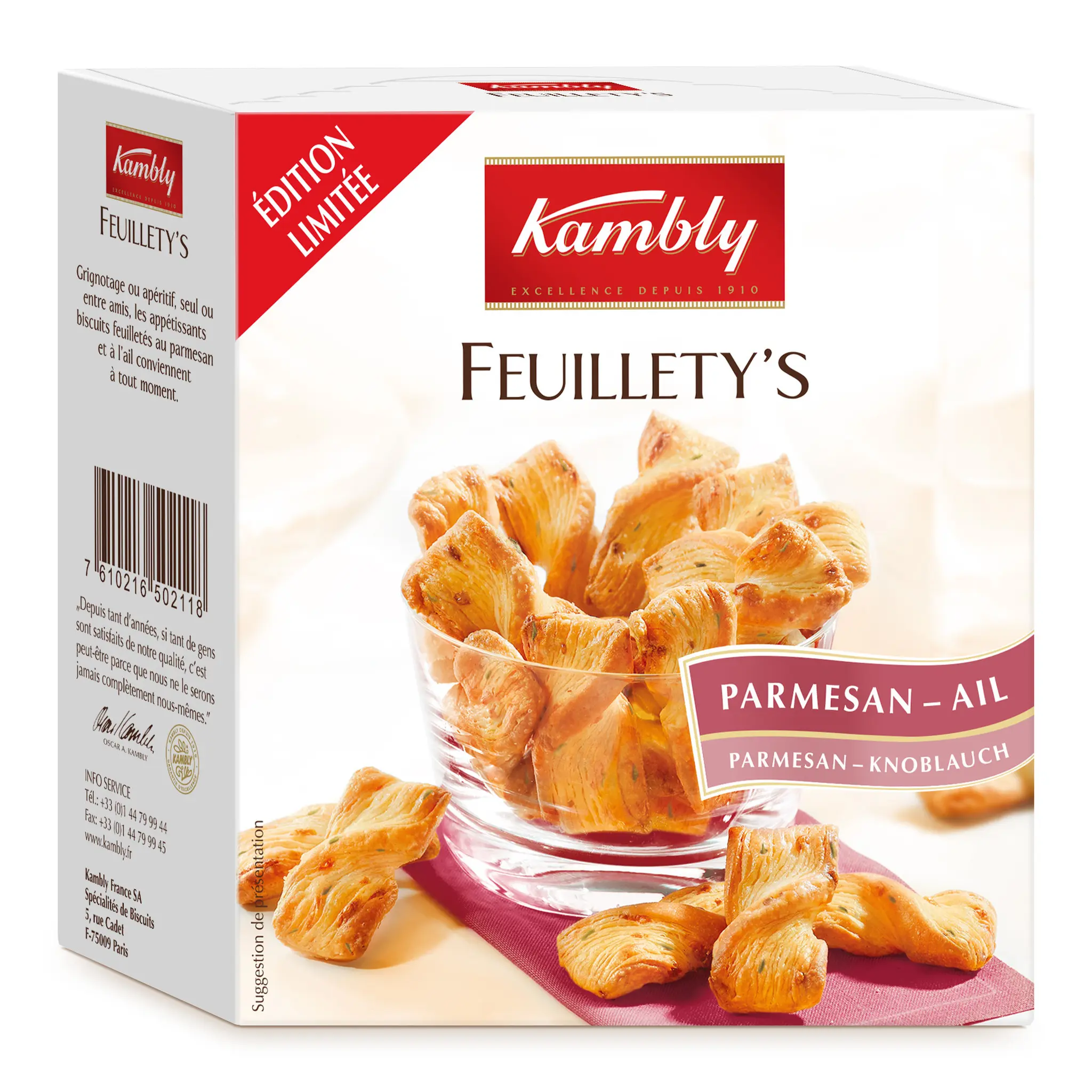 KAMBLY Biscuits salés Feuillety's parmesan et ail