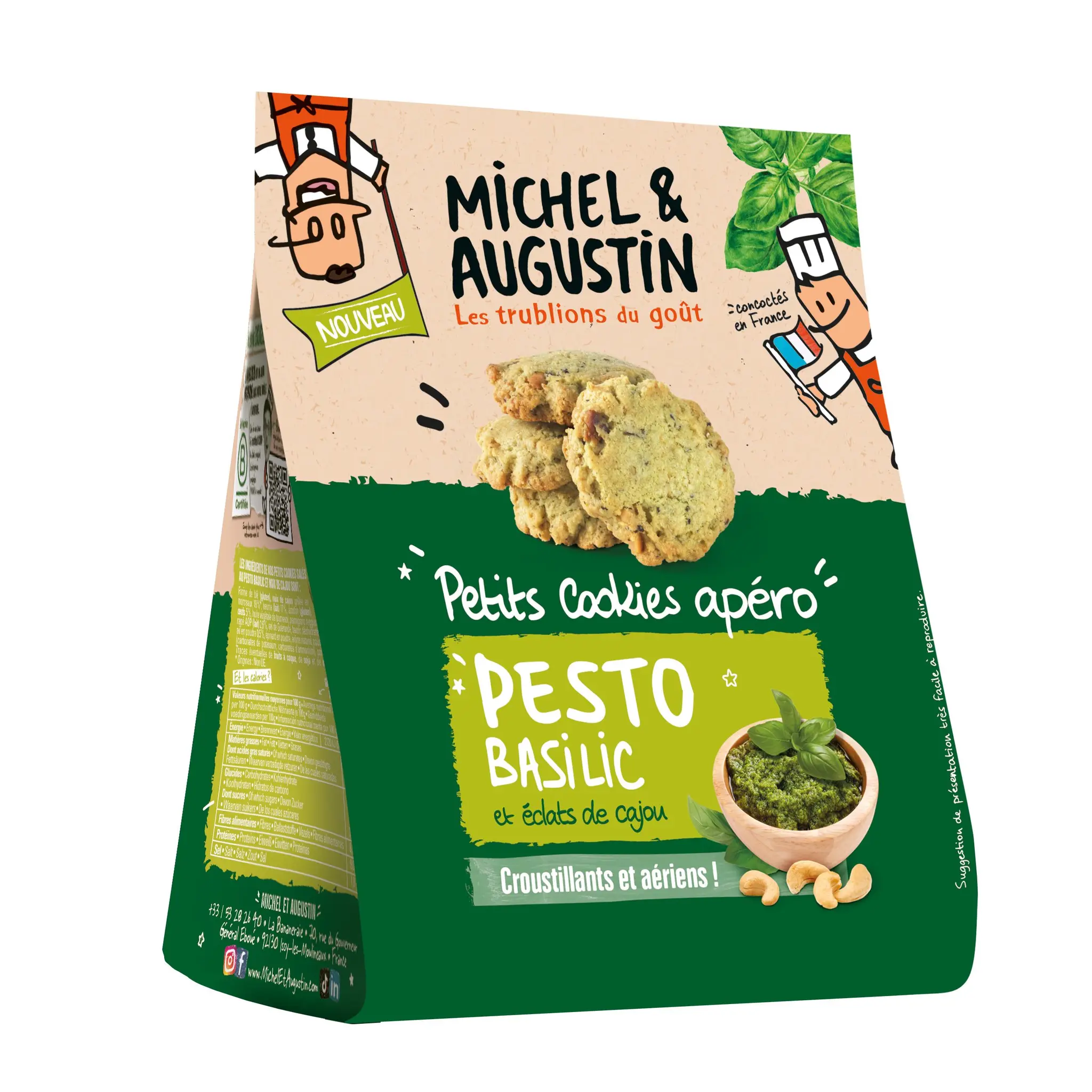 MICHEL ET AUGUSTIN Petit cookies apéro pesto basilic et éclats de cajou
