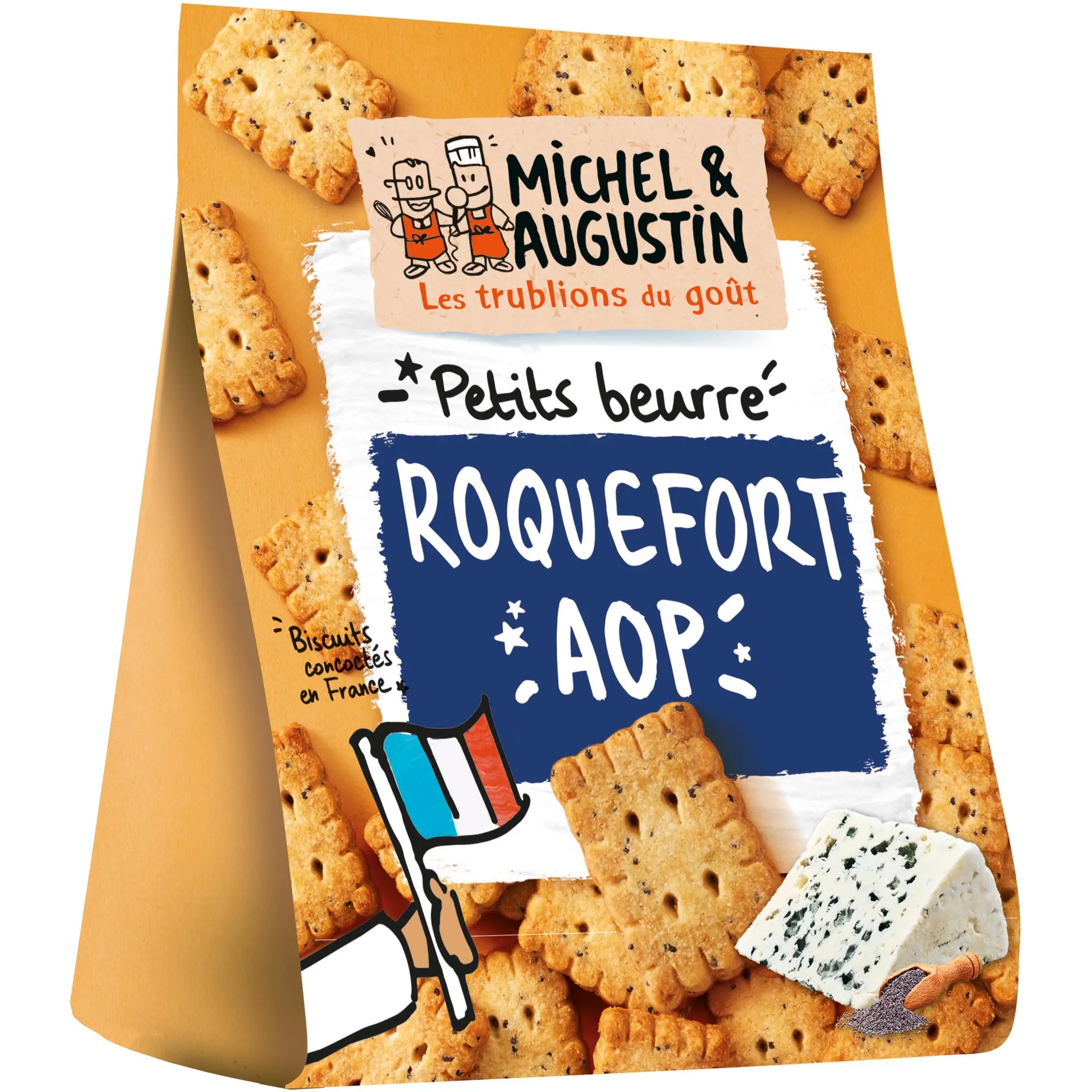 MICHEL ET AUGUSTIN Biscuits apéritifs crackers au Roquefort AOP