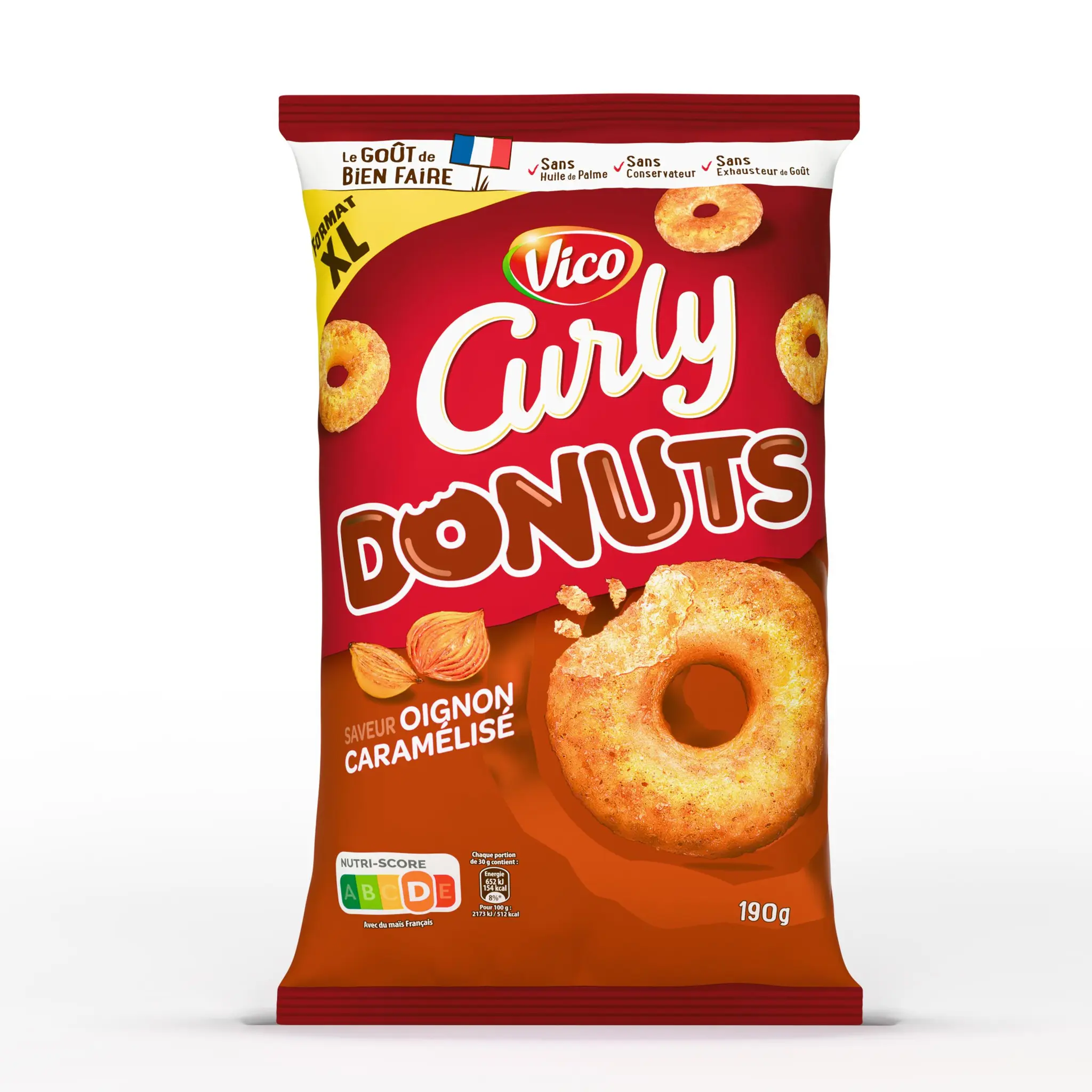 CURLY Biscuits soufflés donuts saveur oignons caramélisés sucré-salé
