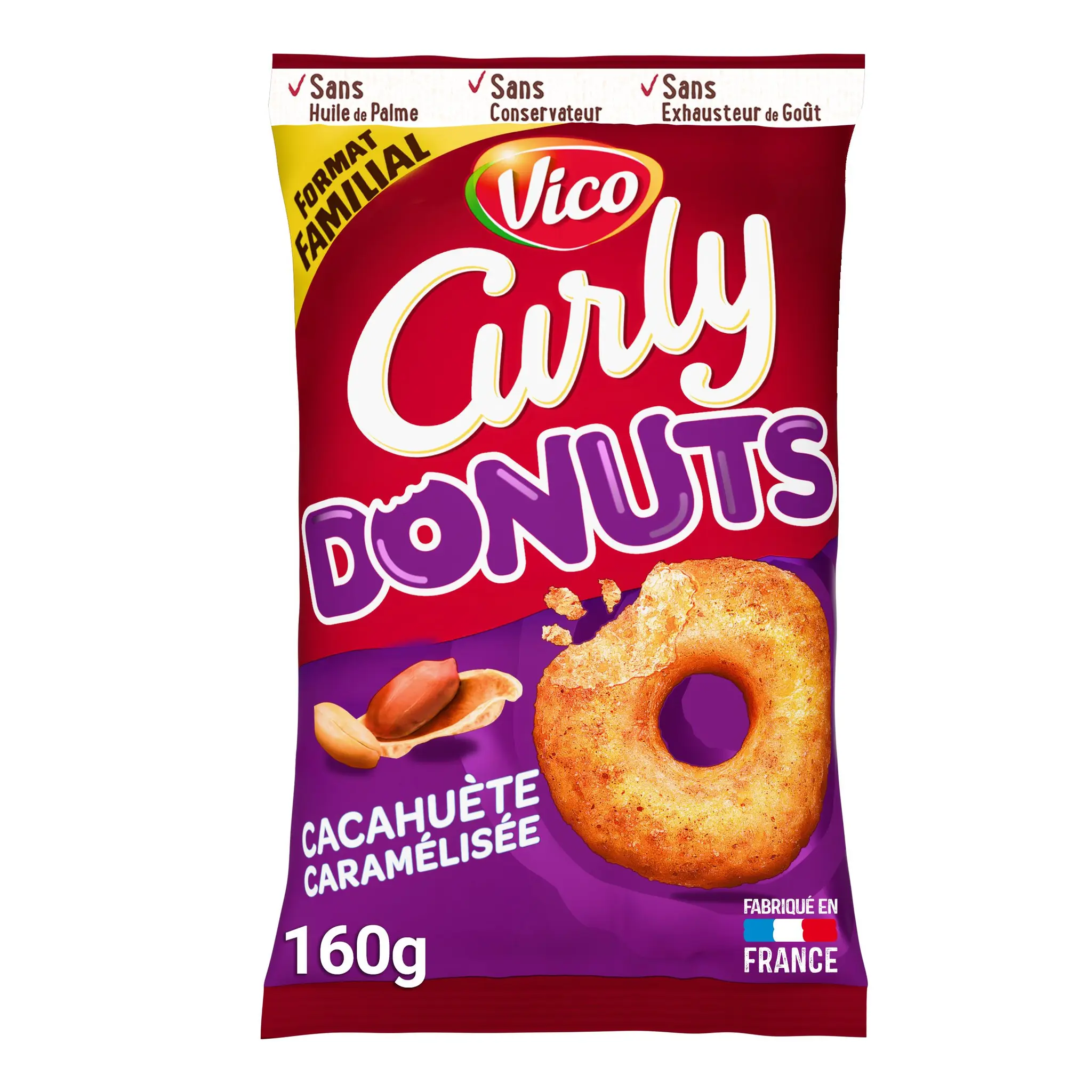 CURLY Donuts biscuits soufflés à la cacahuète caramélisée