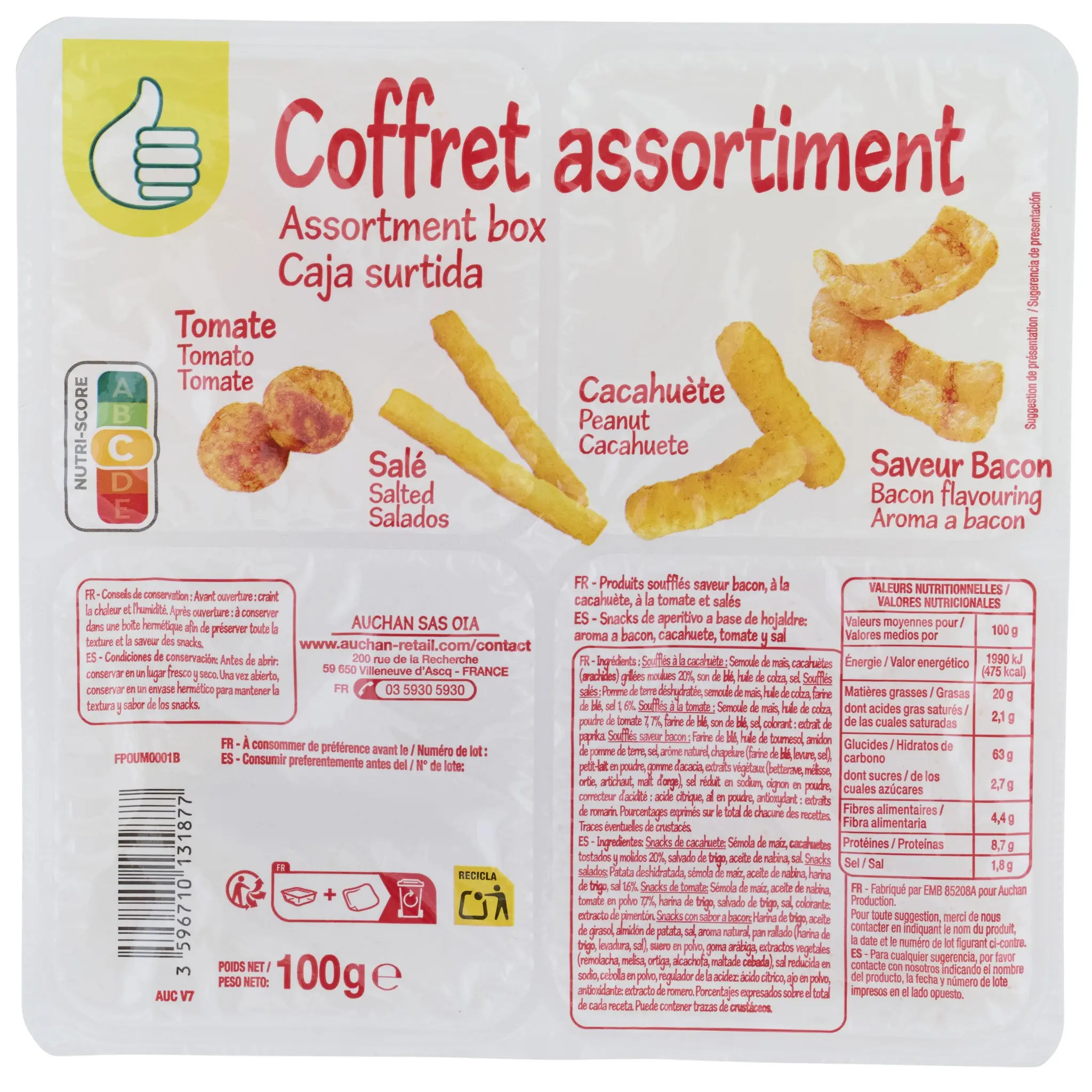 POUCE Assortiment de biscuits soufflés apéritifs