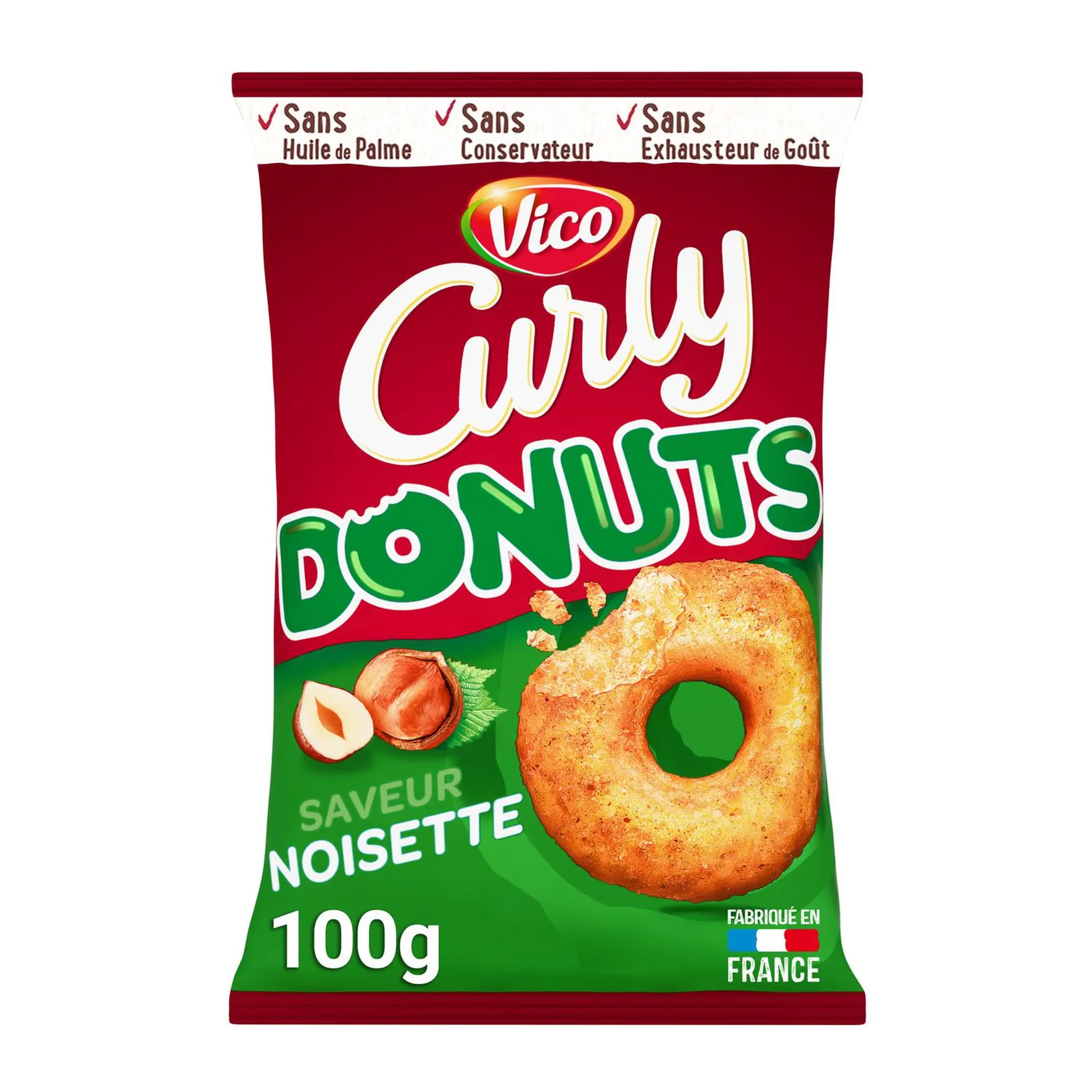 CURLY Biscuits soufflés donuts goût noisette sucré-salé