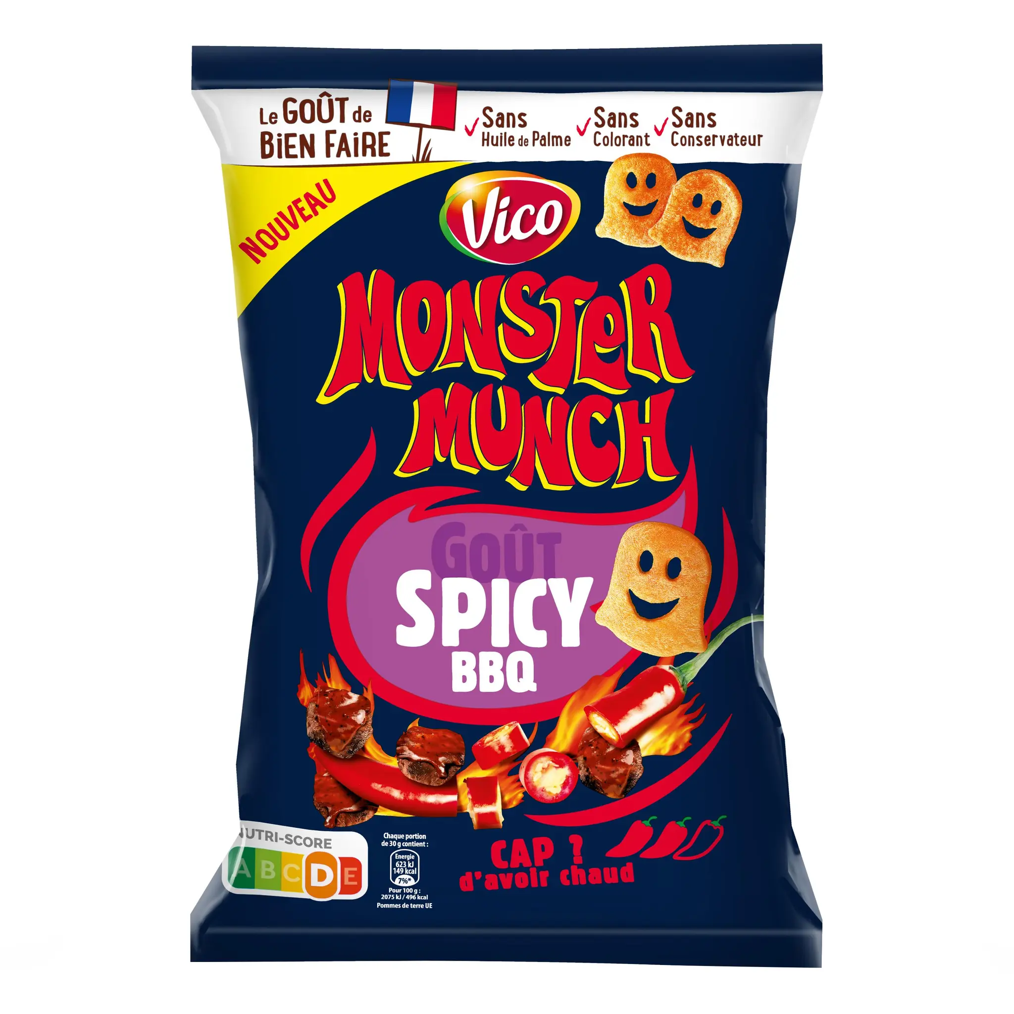MONSTER MUNCH Biscuits soufflés goût spicy barbecue