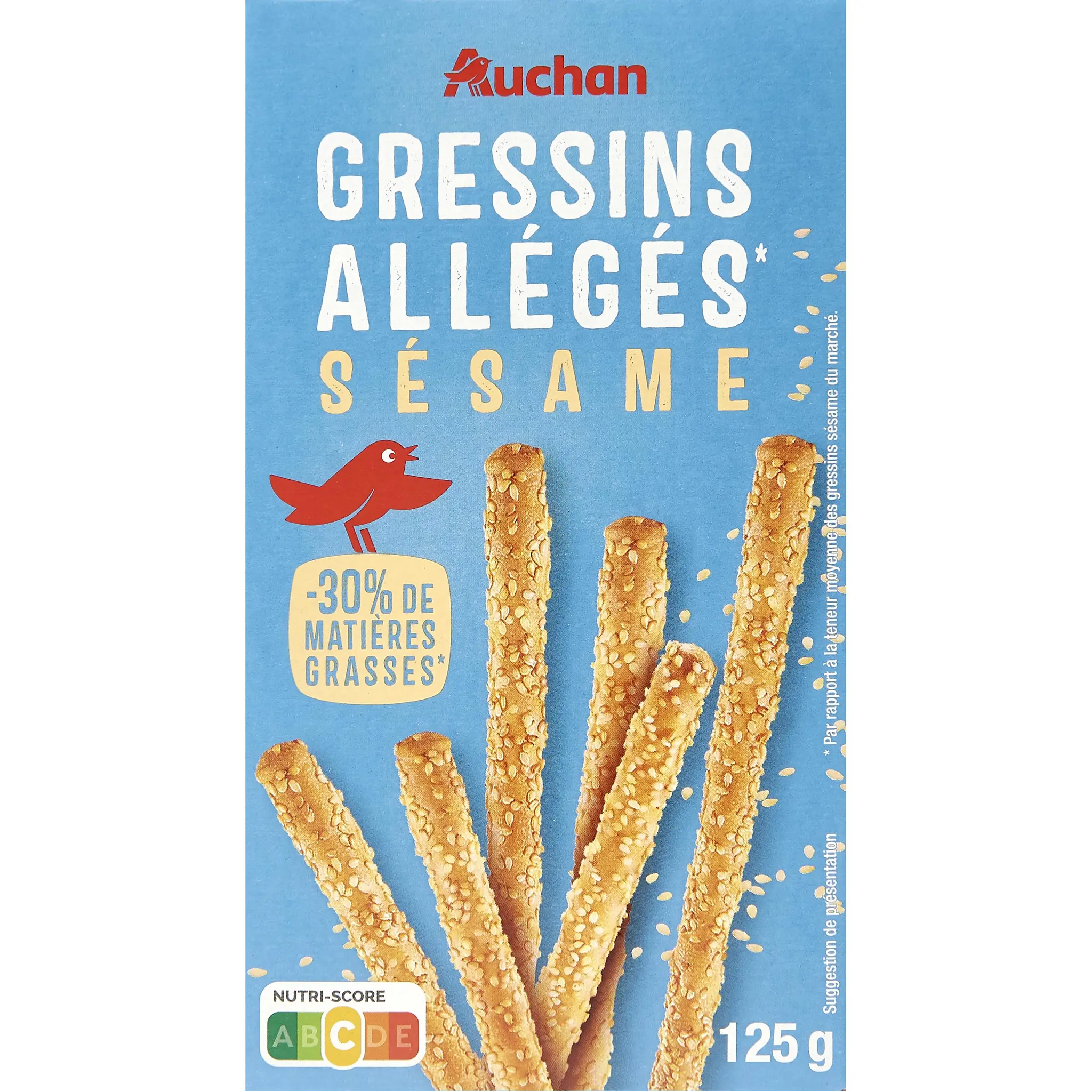 AUCHAN Gressins light au sésame