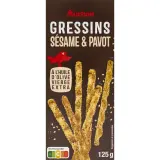 AUCHAN Gressins au sésame et pavot