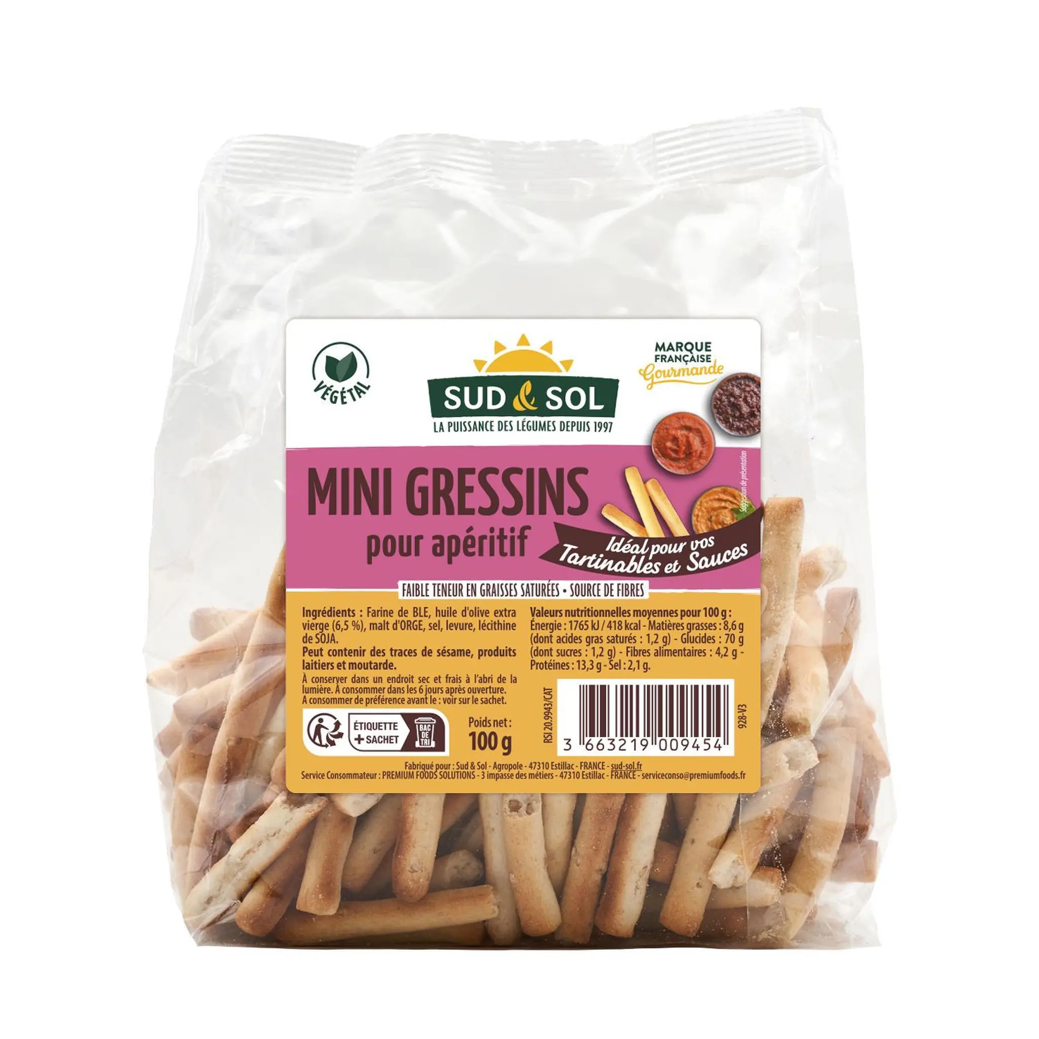 SUD & SOL Mini gressins pour apéritif