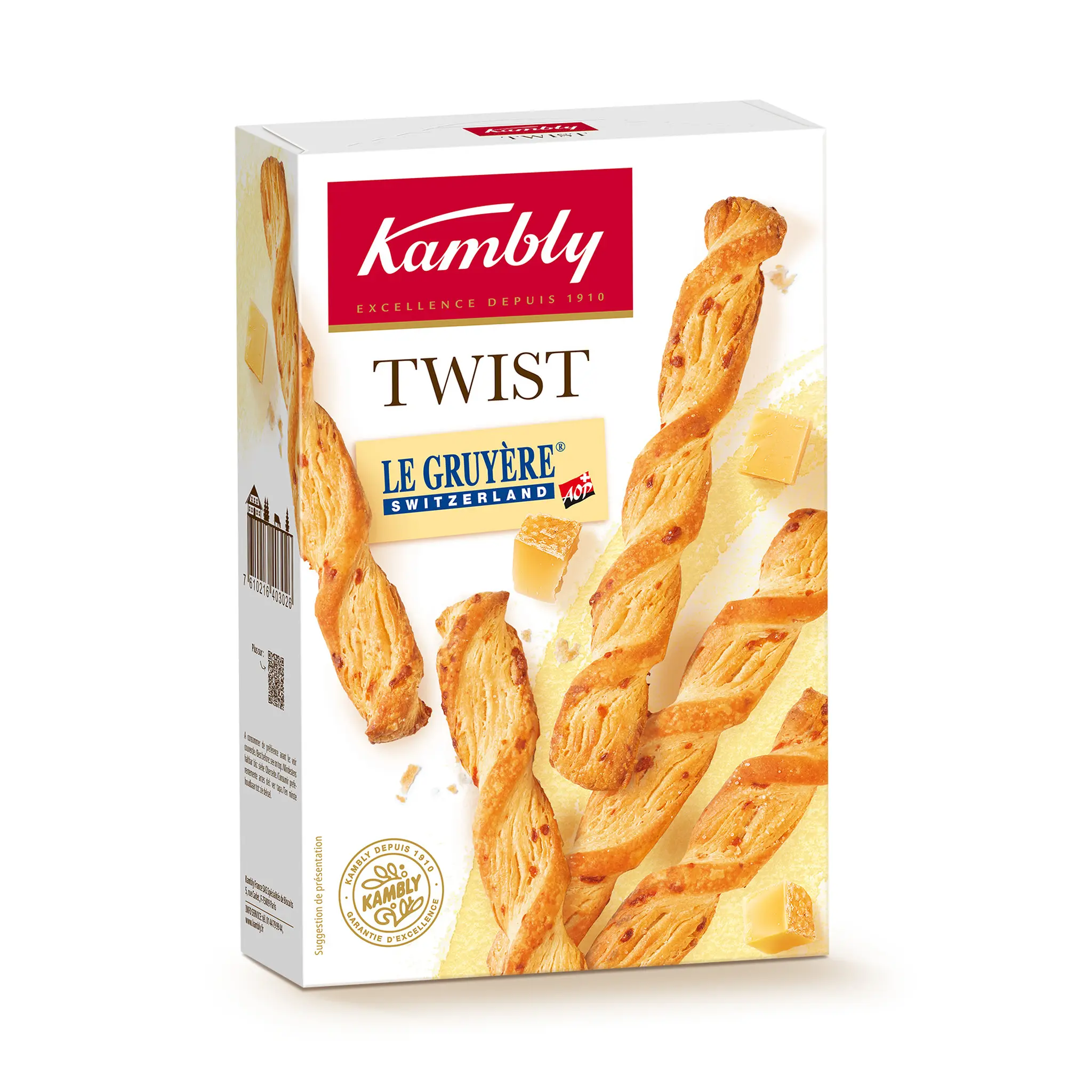 KAMBLY Biscuits feuilletés Twist au gruyère Suisse AOP