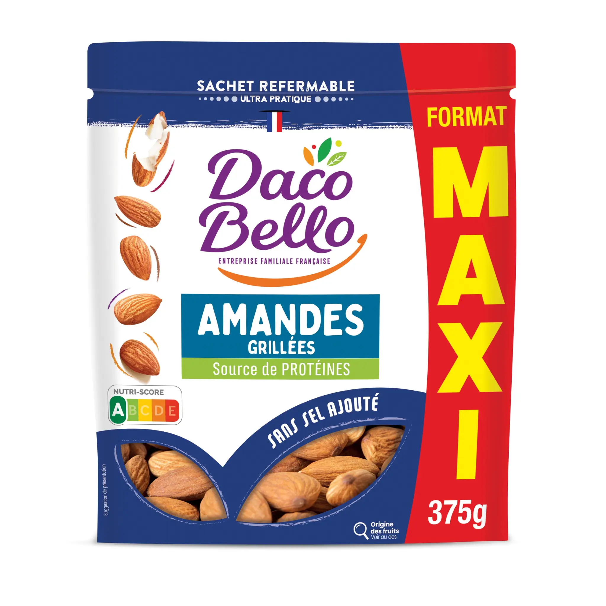 DACO BELLO Amandes grillées sans sel ajouté format maxi