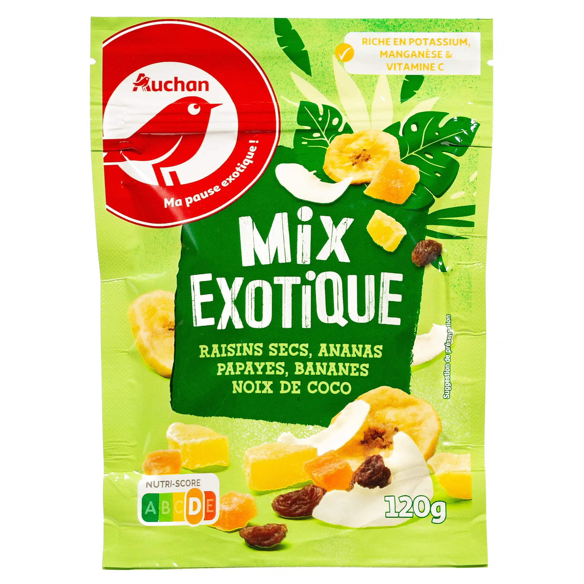 AUCHAN Mix fruits exotiques sachet refermable