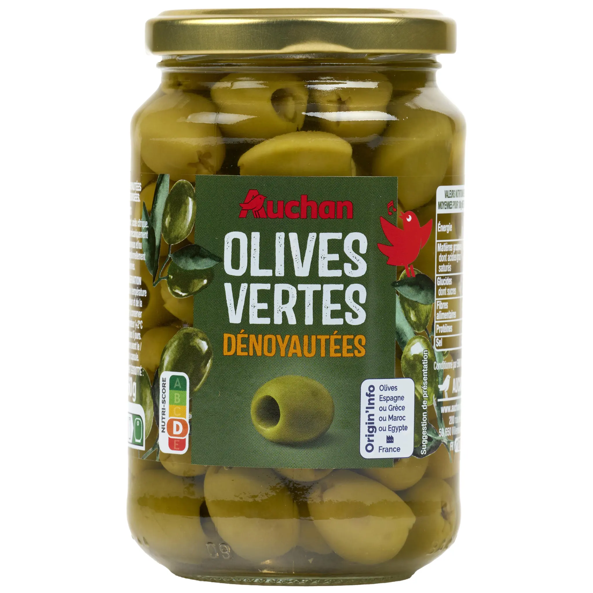 AUCHAN Olives vertes dénoyautées