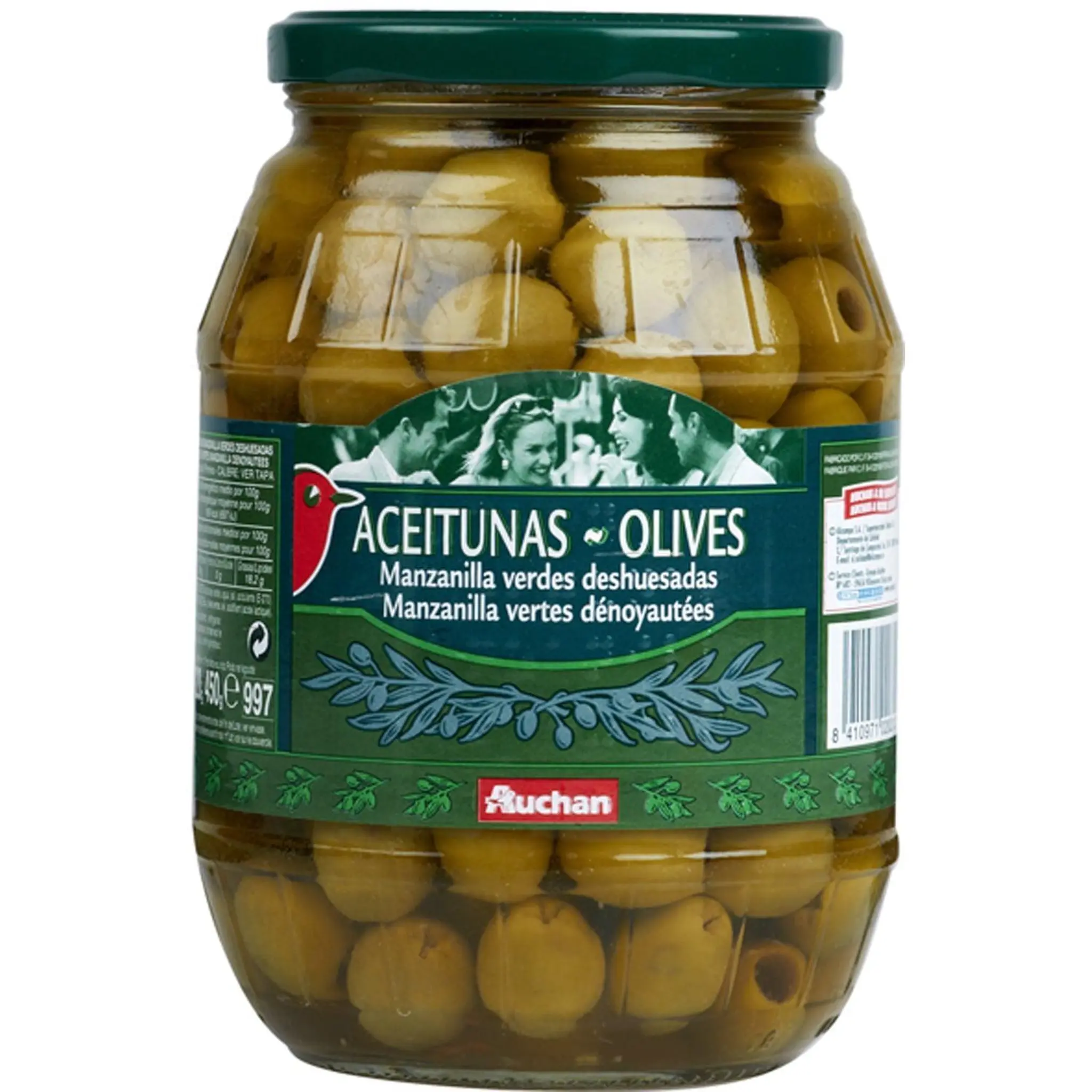 AUCHAN Olives vertes dénoyautées en bocal