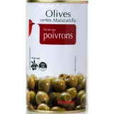 AUCHAN Olives vertes Manzanilla farcies aux poivrons