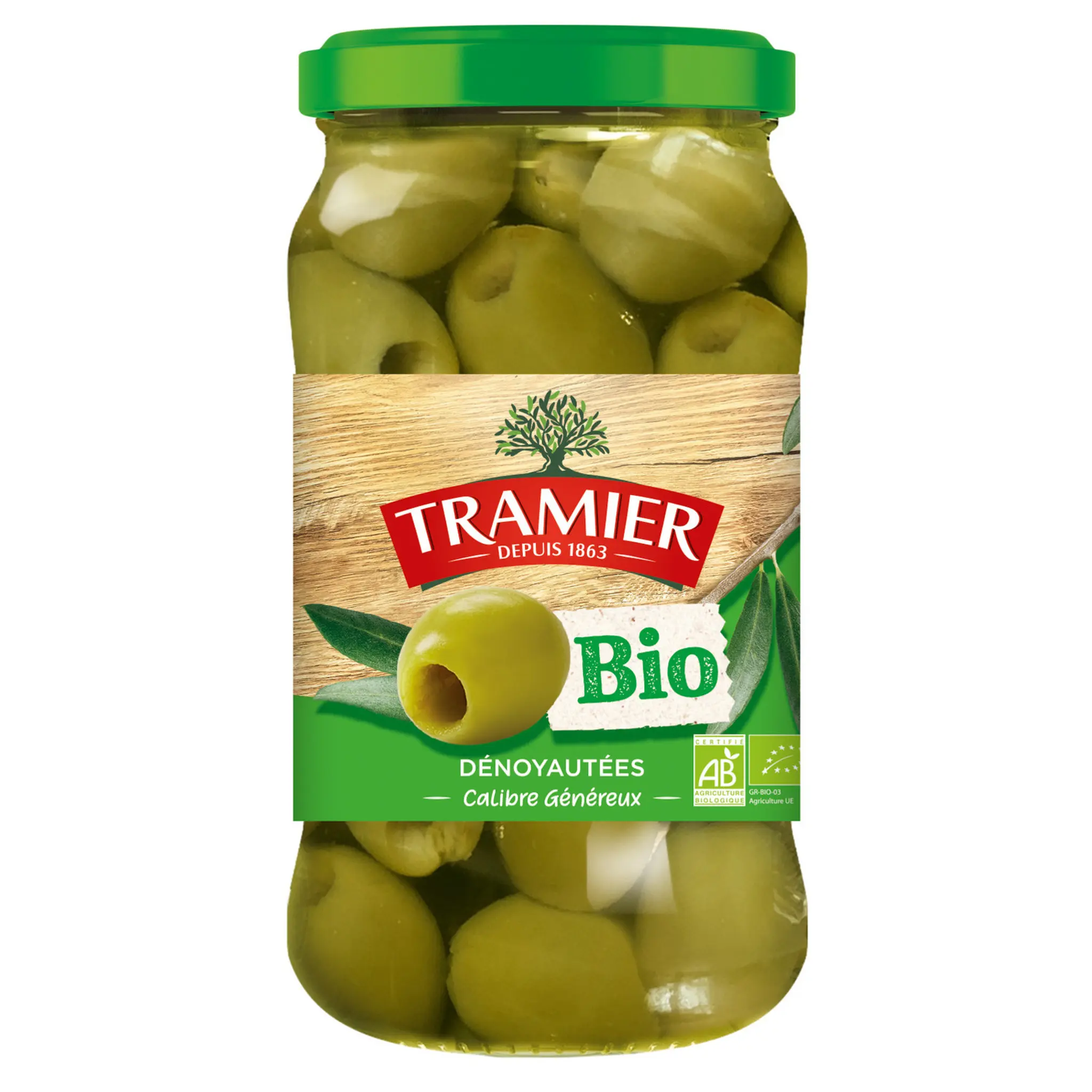 TRAMIER Olives vertes dénoyautées bio