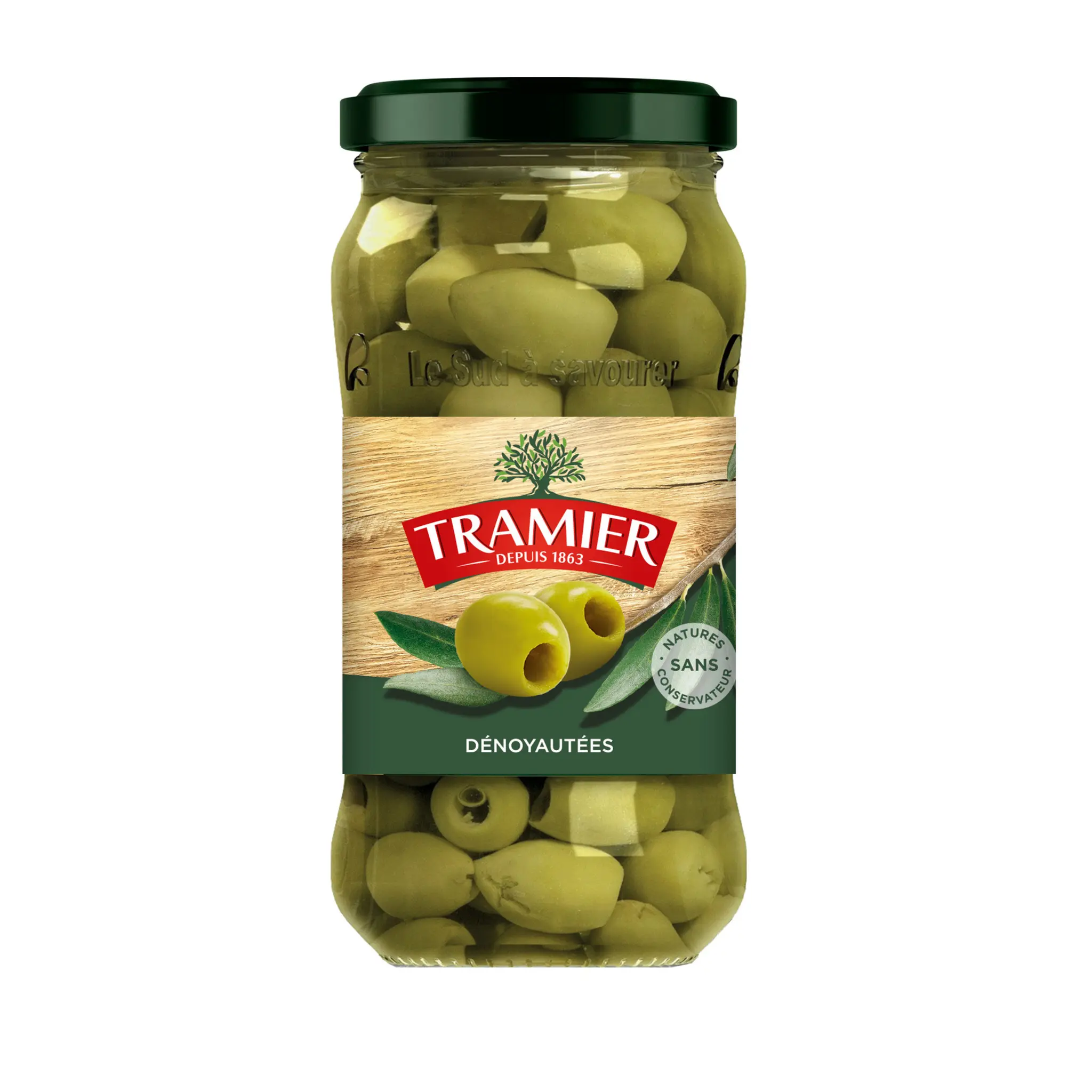 TRAMIER Olives vertes dénoyautées natures en bocal
