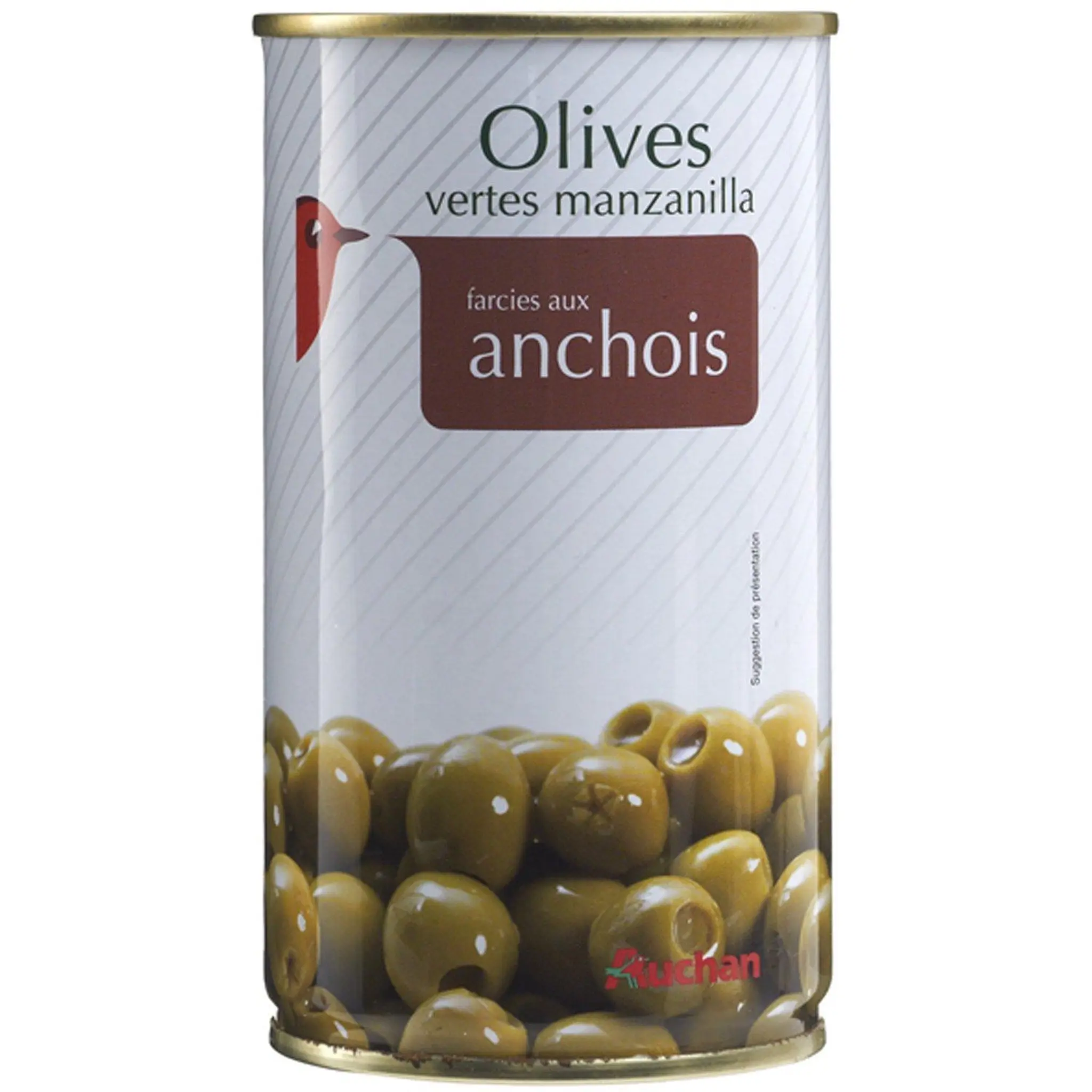 AUCHAN Olives vertes Manzanilla farcies aux anchois