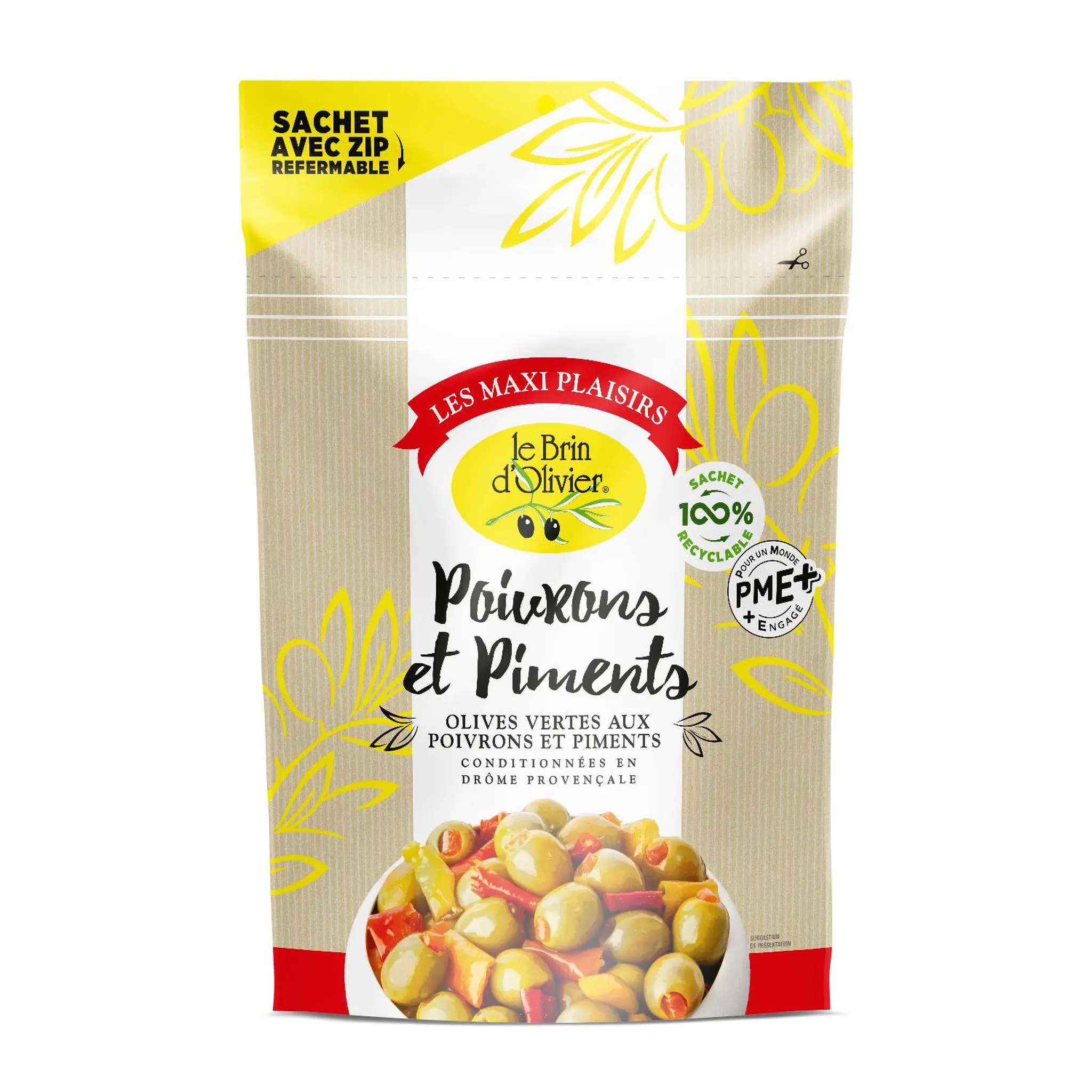 LE BRIN D'OLIVIER Olives vertes dénoyautées farcies poivrons piments manzanilla