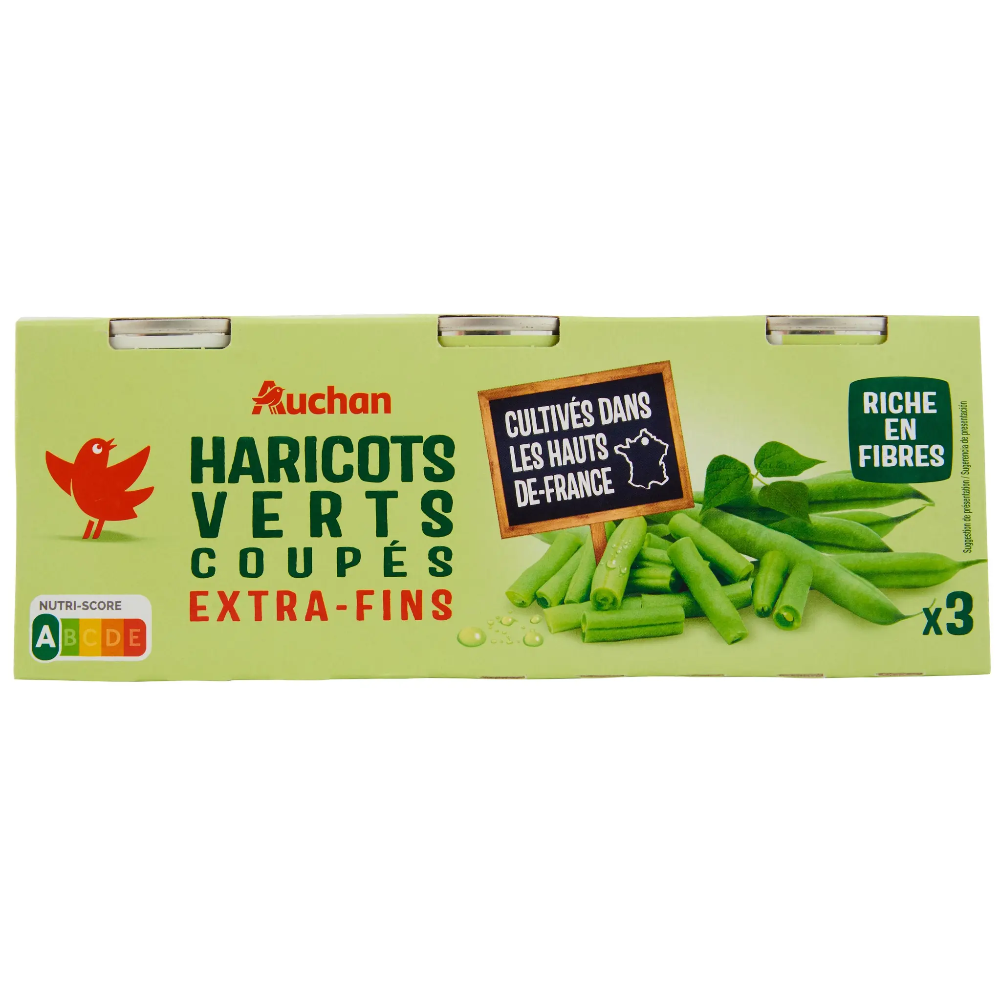 AUCHAN Haricots verts coupés extra-fins
