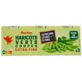 AUCHAN Haricots verts coupés extra-fins
