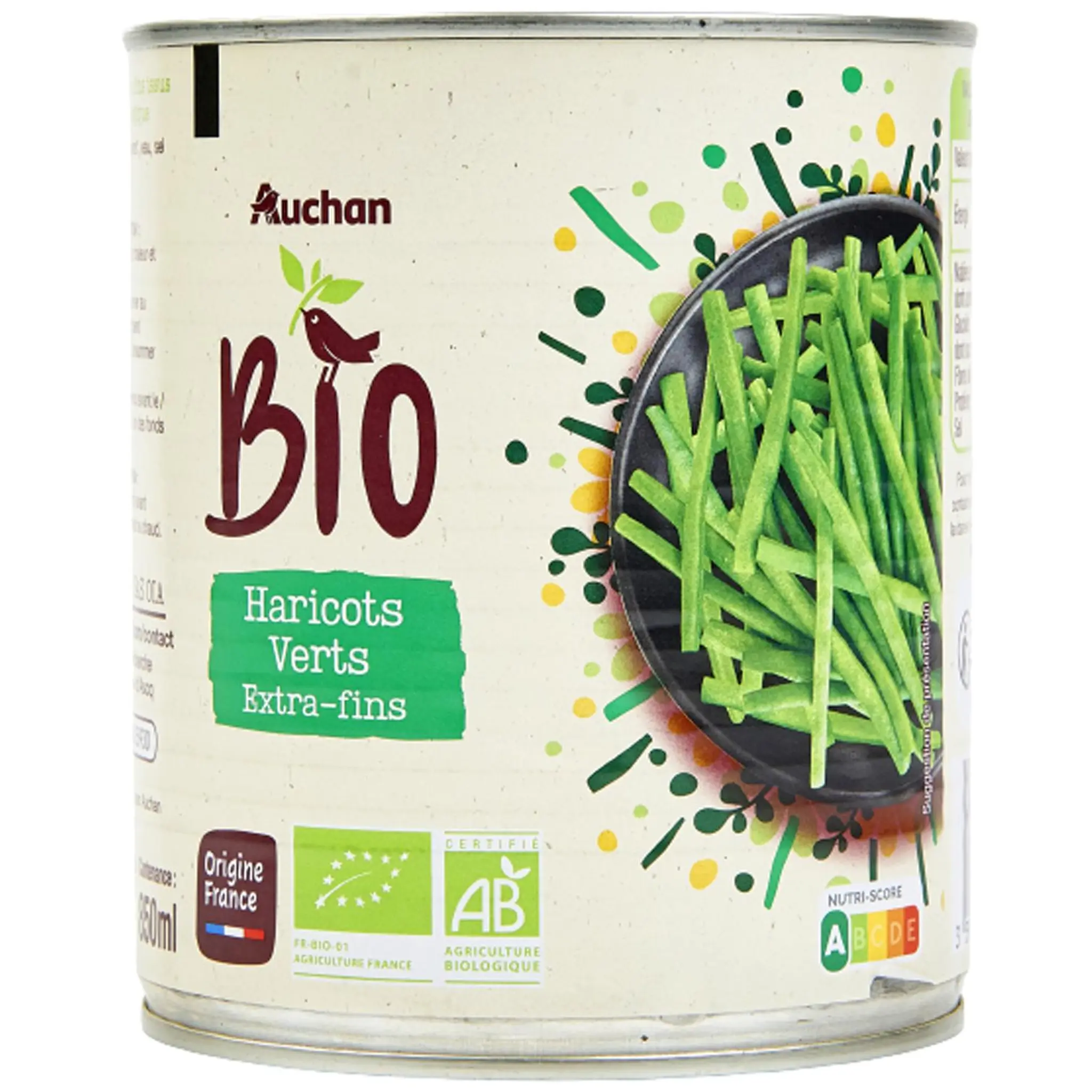 AUCHAN BIO Haricots verts extra-fins