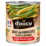 D'AUCY Duo de haricots verts et haricots beurre 100% cultivés France