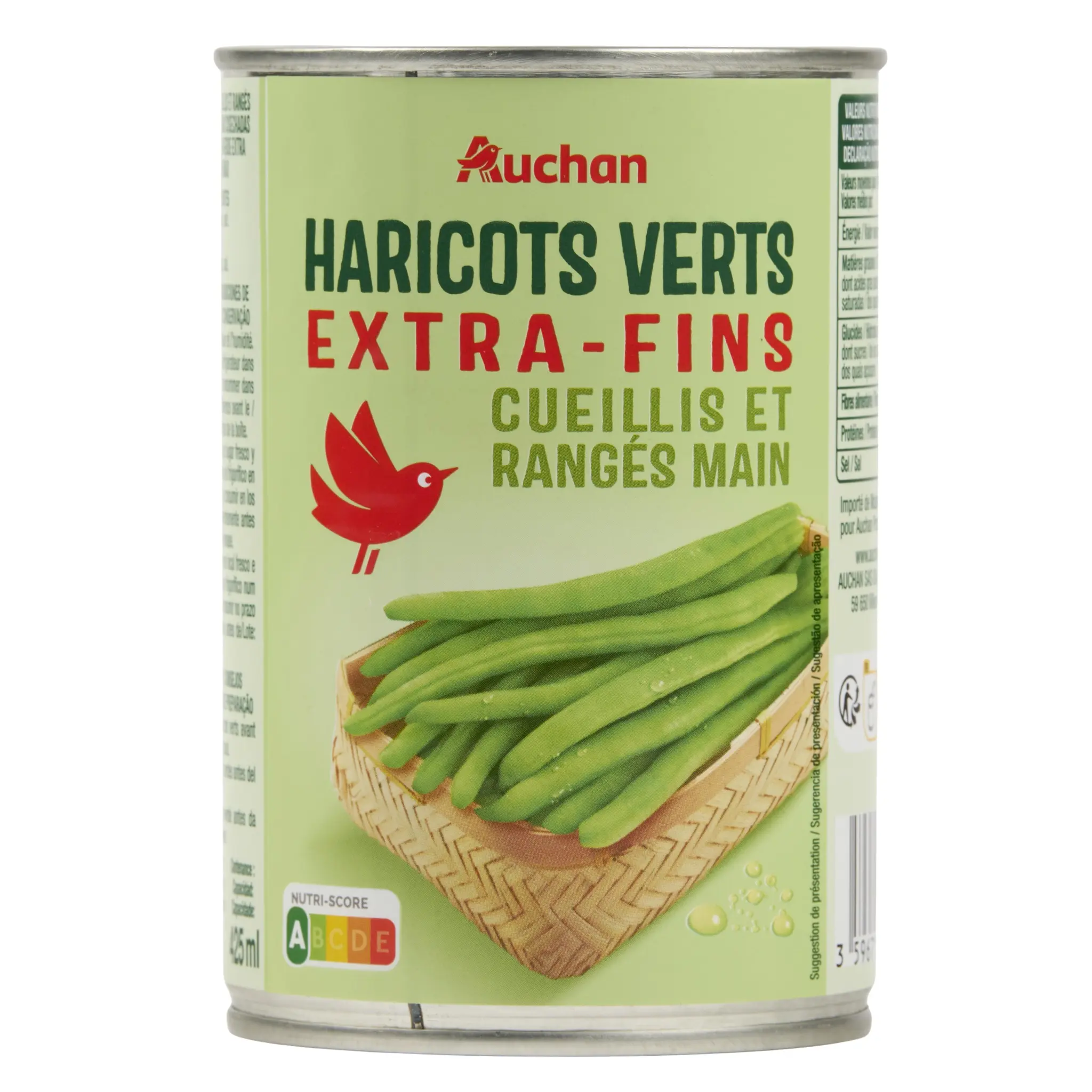 AUCHAN Haricots verts extra-fins cueillis et rangés main