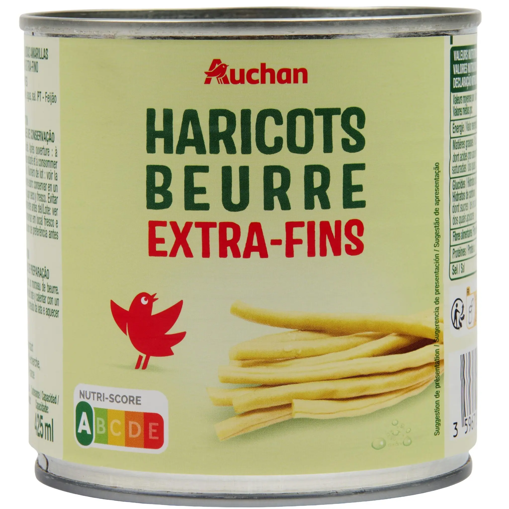 AUCHAN Haricots beurre extra fins
