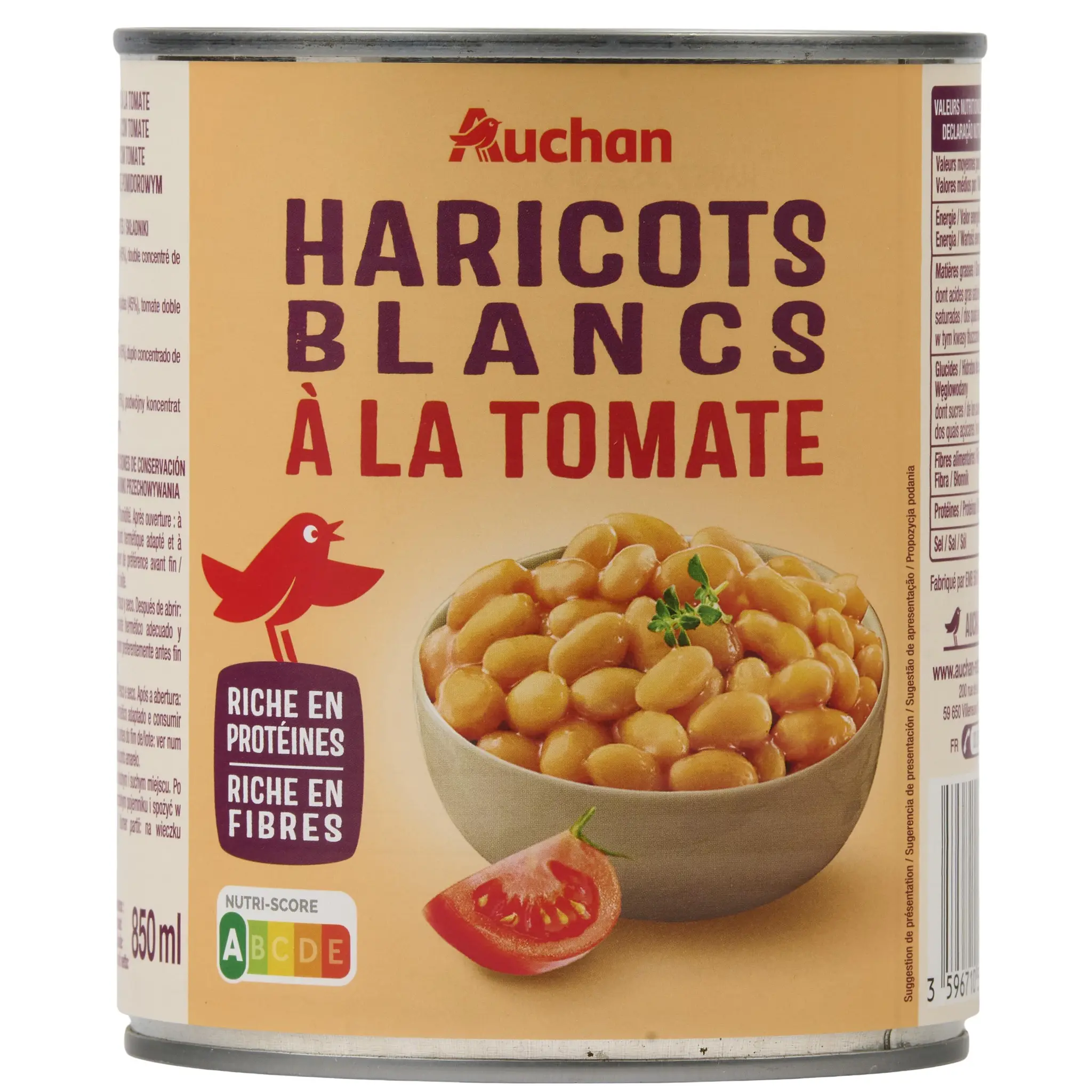 AUCHAN Haricots blancs préparés à la tomate
