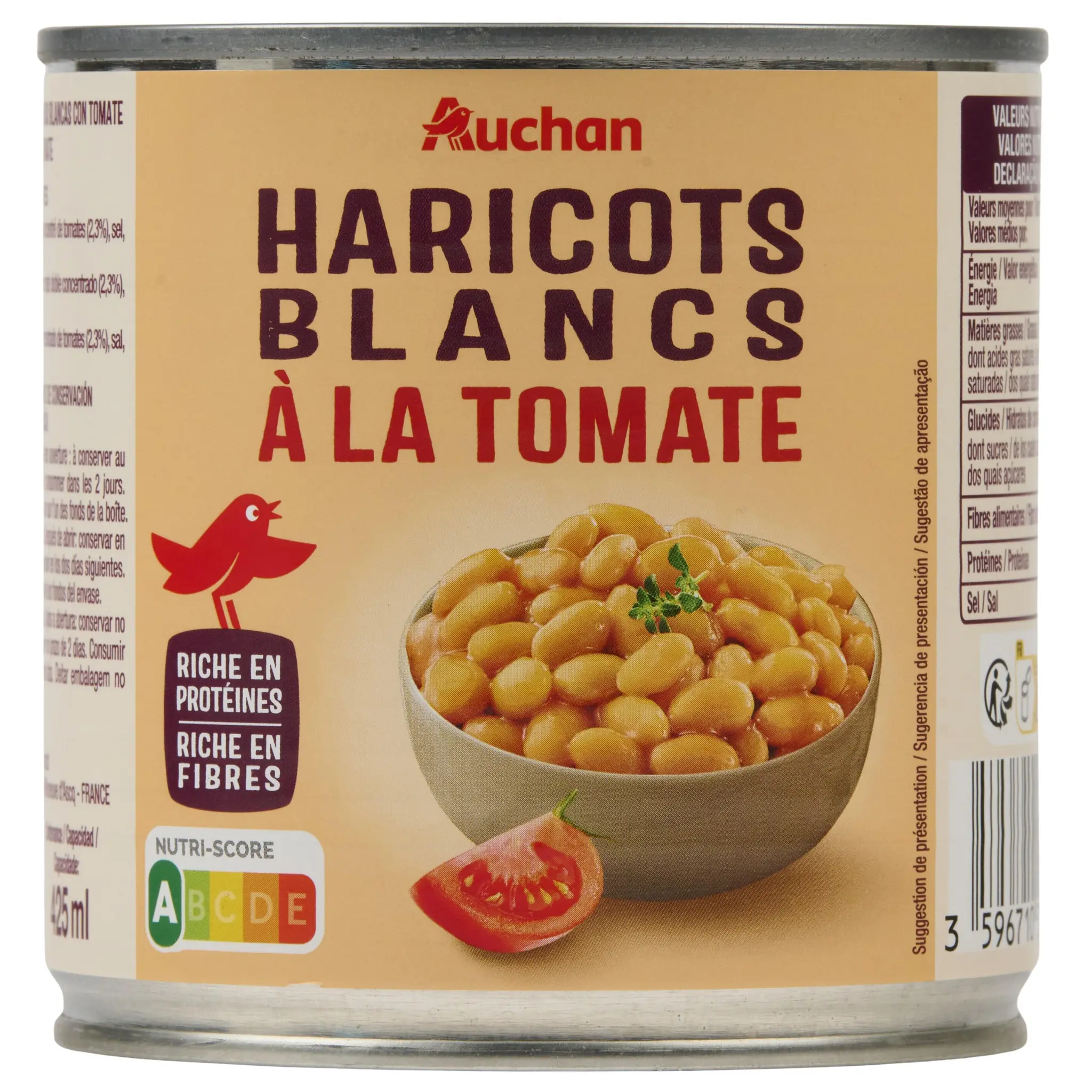 AUCHAN Haricots blancs à la tomate