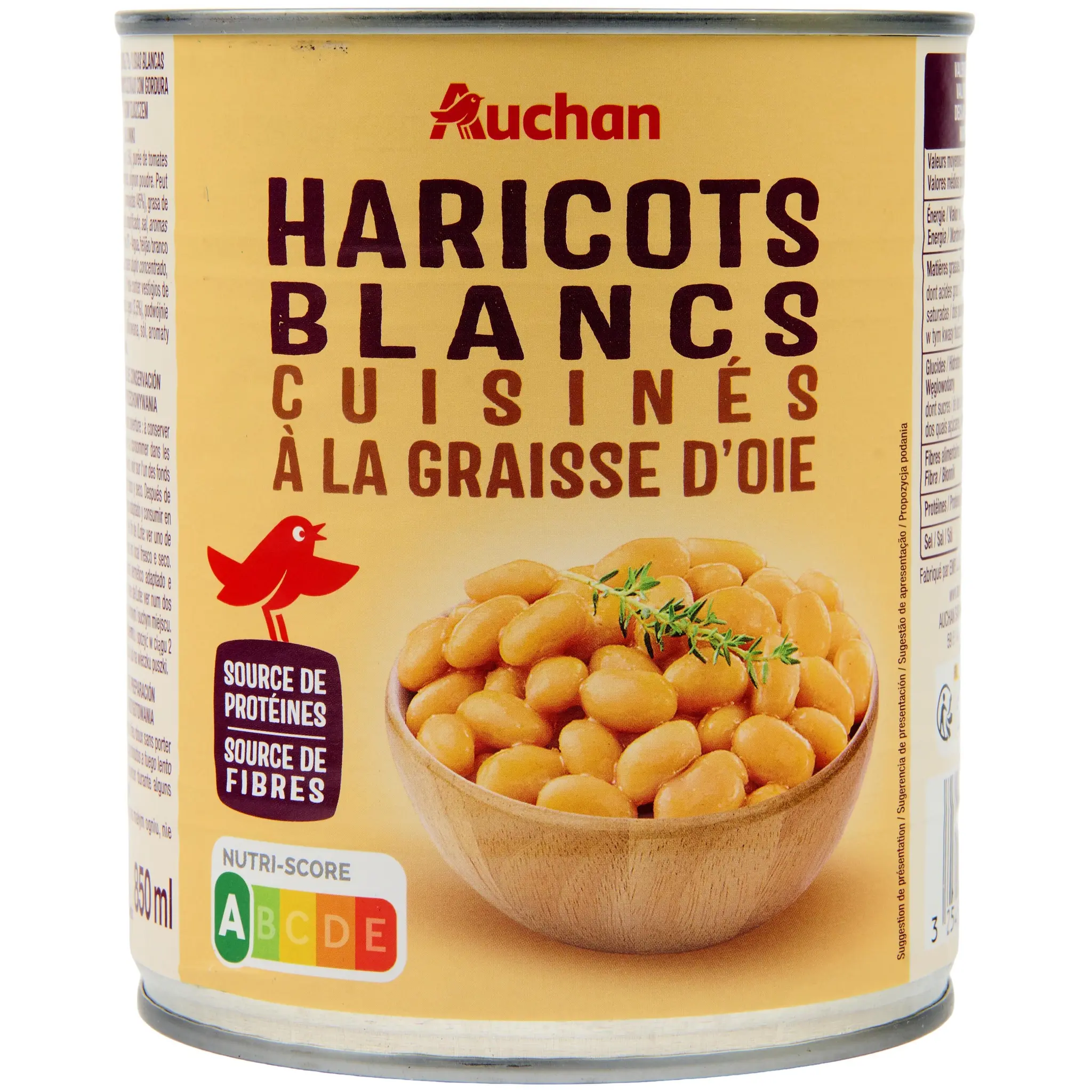 AUCHAN Haricots blancs cuisinés à la graisse d'oie