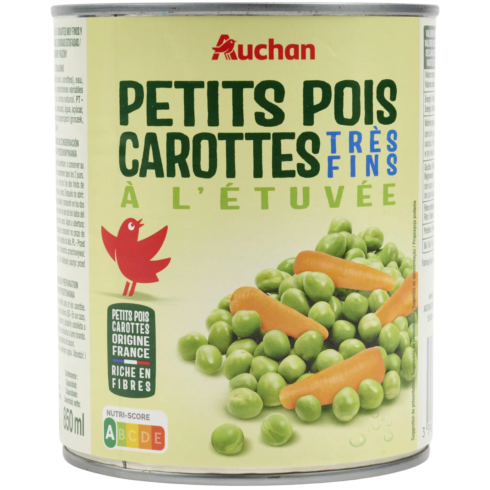 AUCHAN Petits pois carottes très fin à l'étuvée