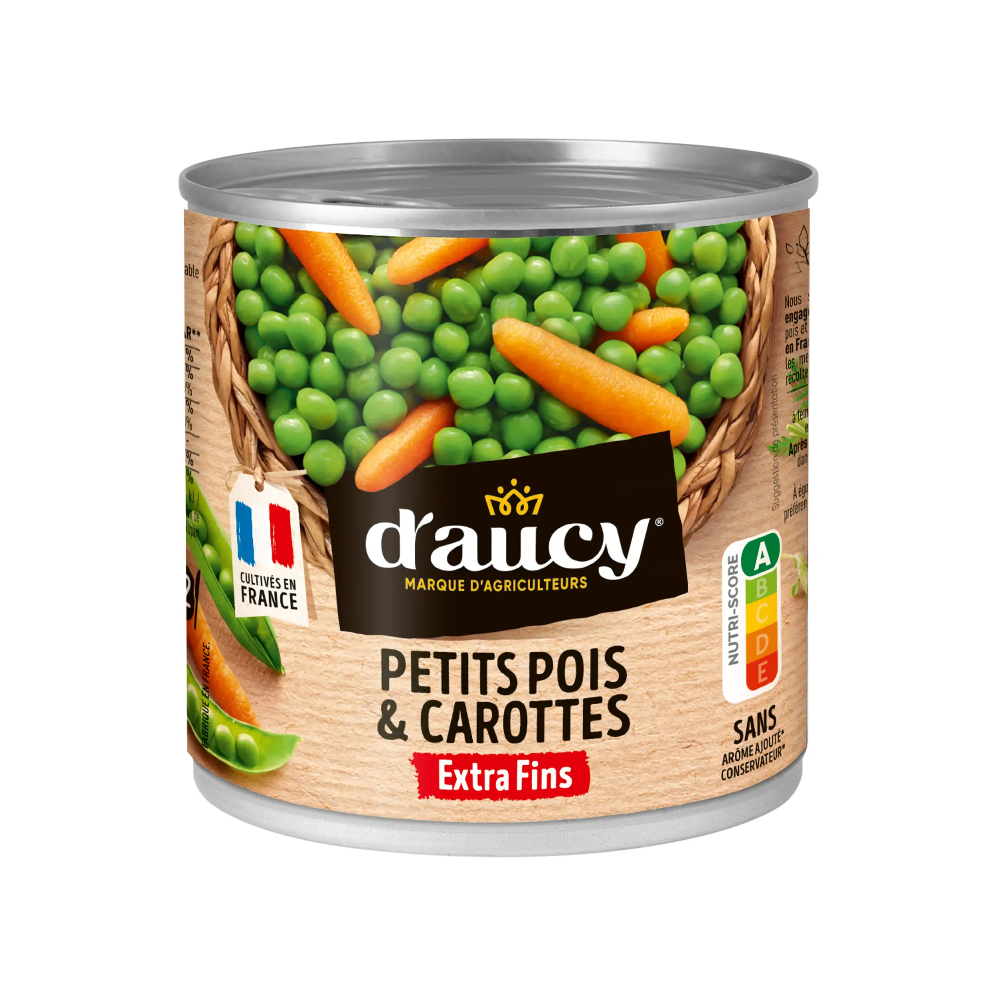 D'AUCY Petits pois carottes extra fins 100% cultivés en France