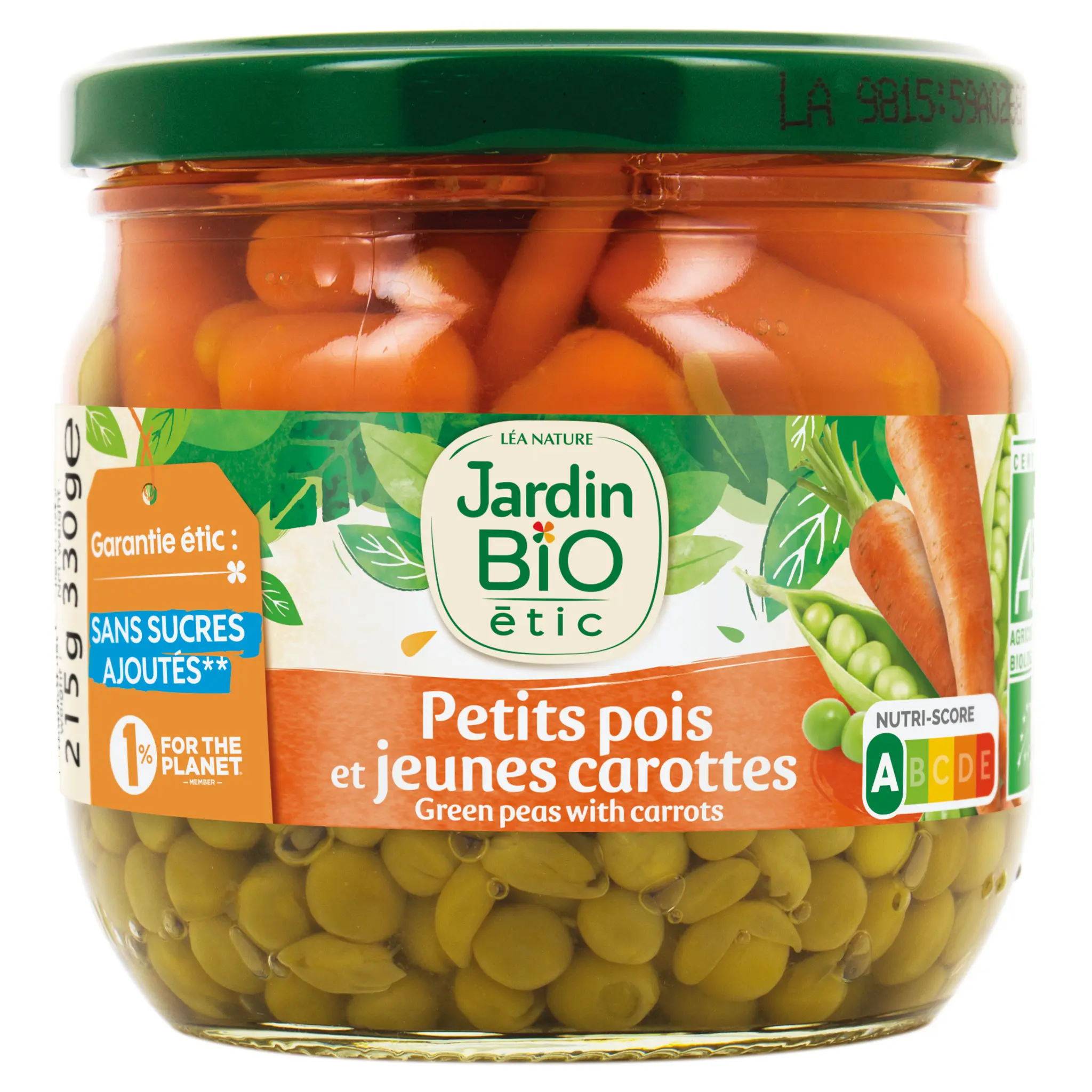 JARDIN BIO ETIC Petits pois et jeunes carottes en bocal