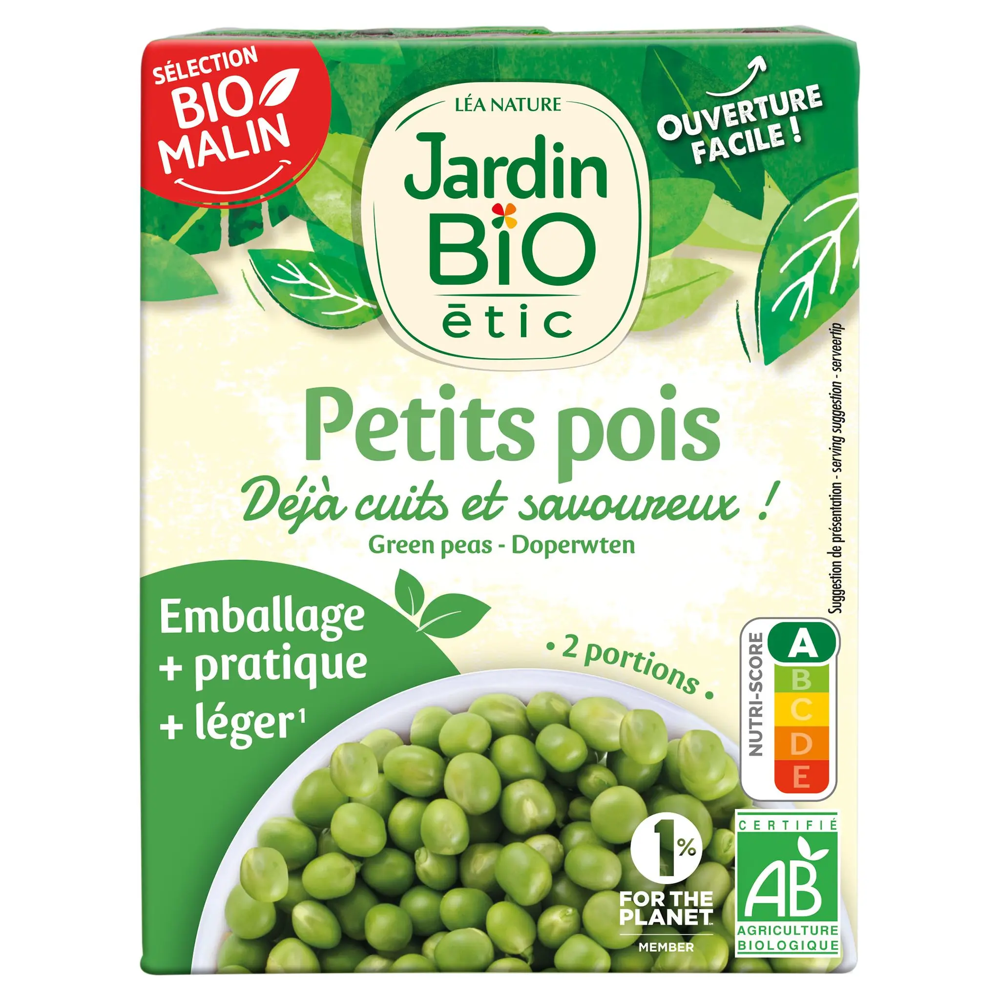 JARDIN BIO Petits pois bio en brique